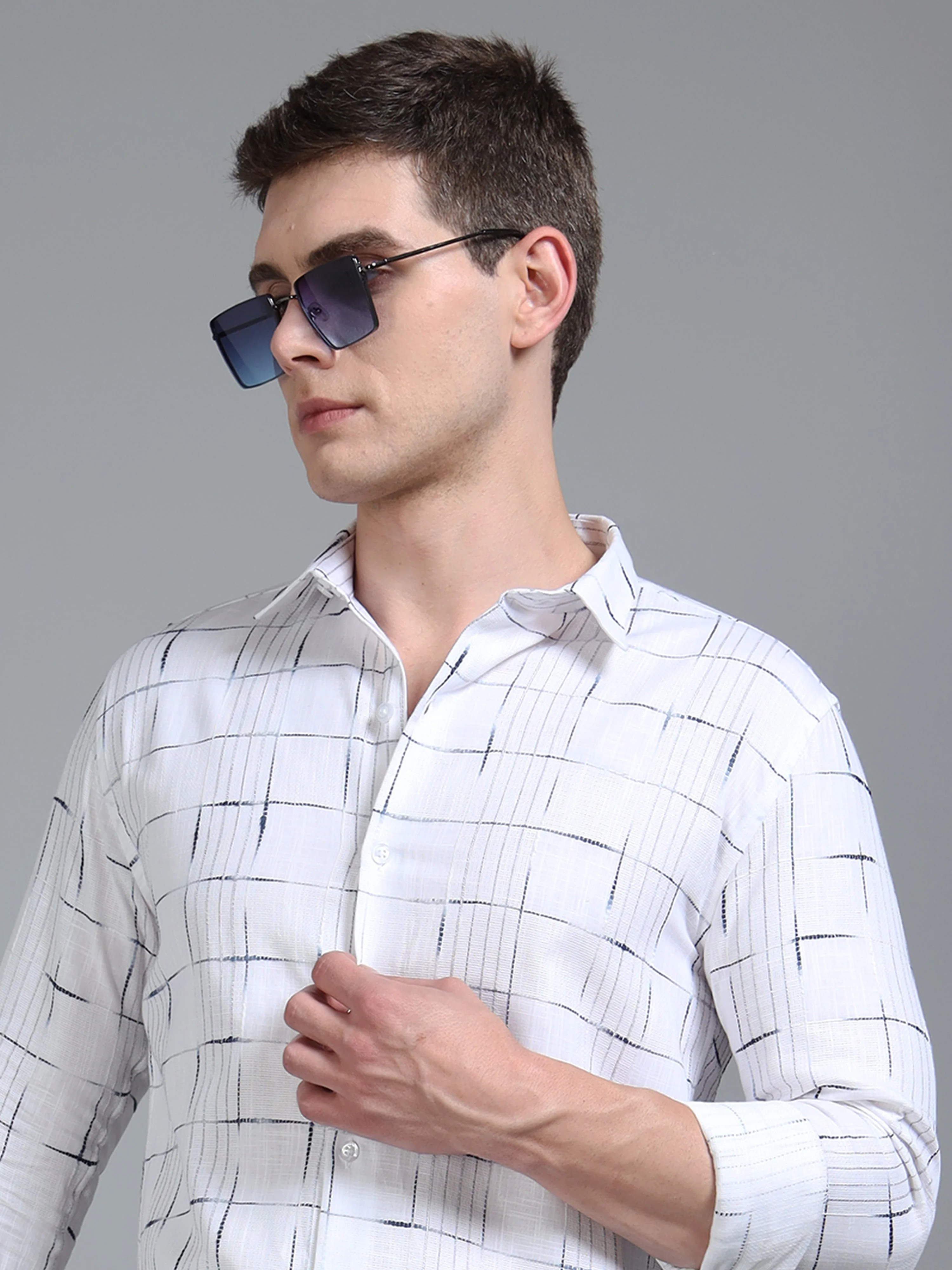 Men Milo White Checks Shirt - Image 4