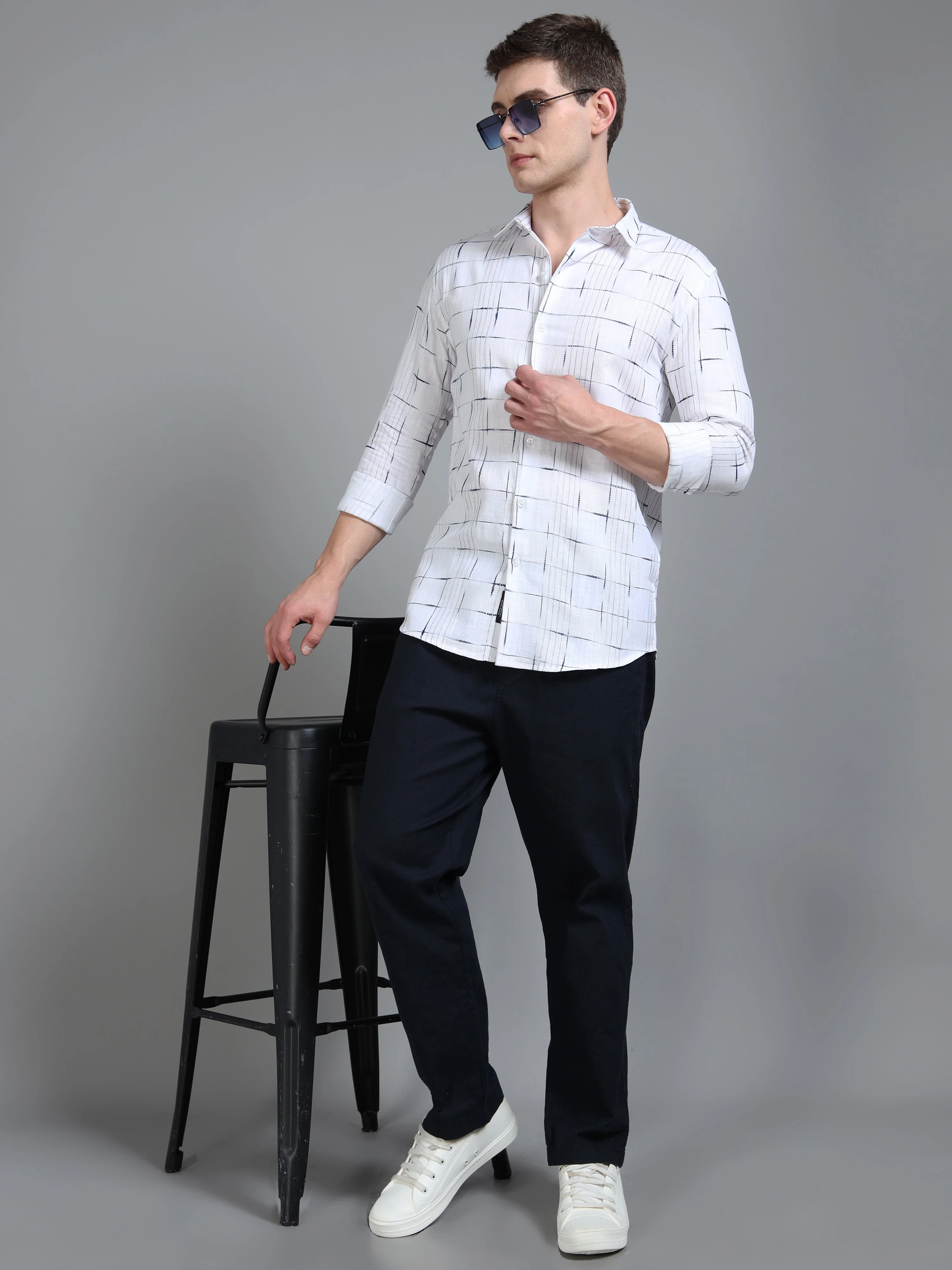 Men Milo White Checks Shirt - Image 5