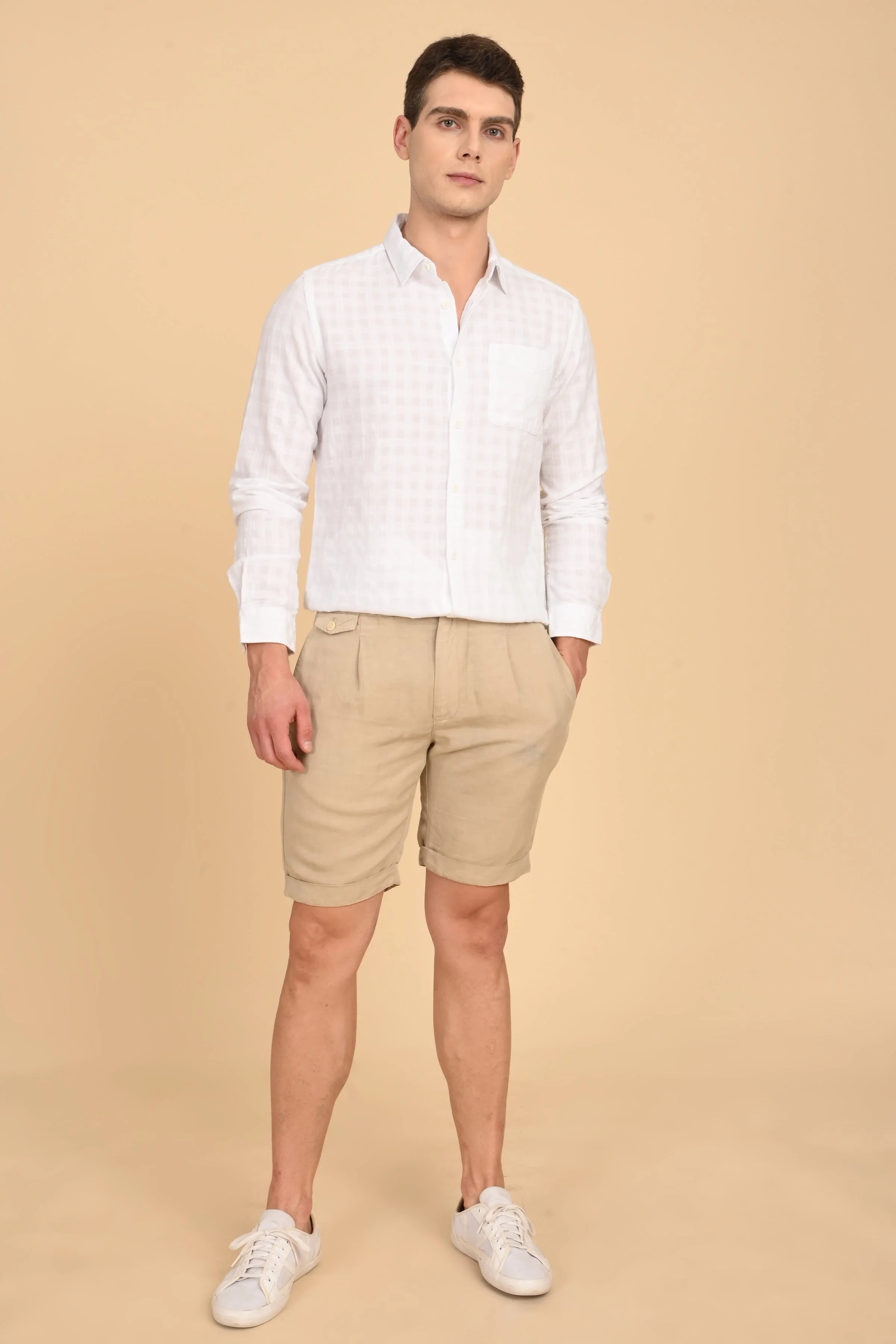 Men Milon Structured Slub Solid Shirt White - Image 4