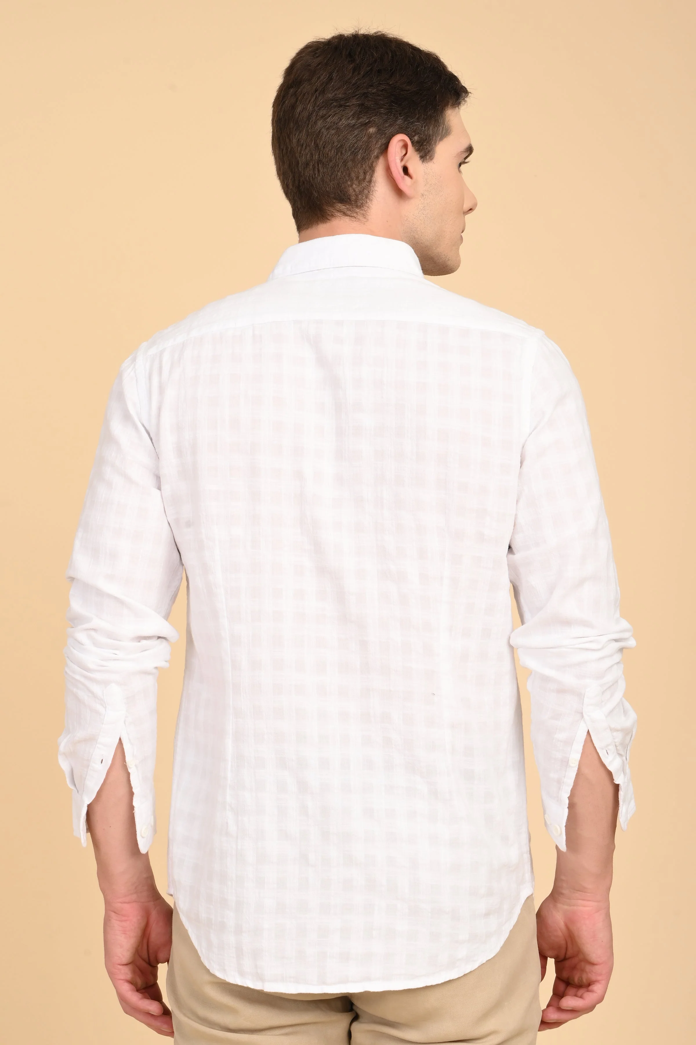 Men Milon Structured Slub Solid Shirt White - Image 7