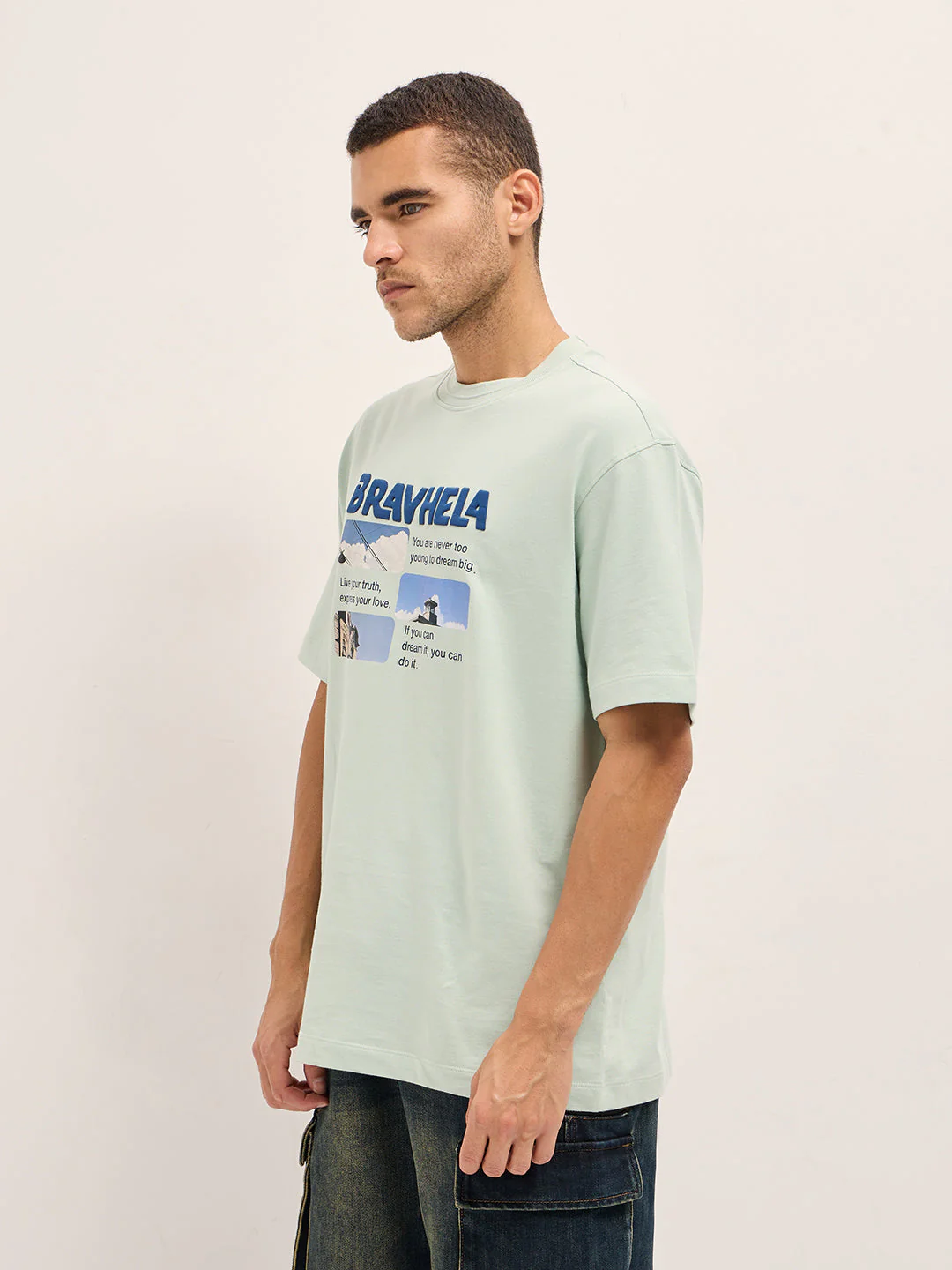 Men Mint Green Graphic Print - Image 3
