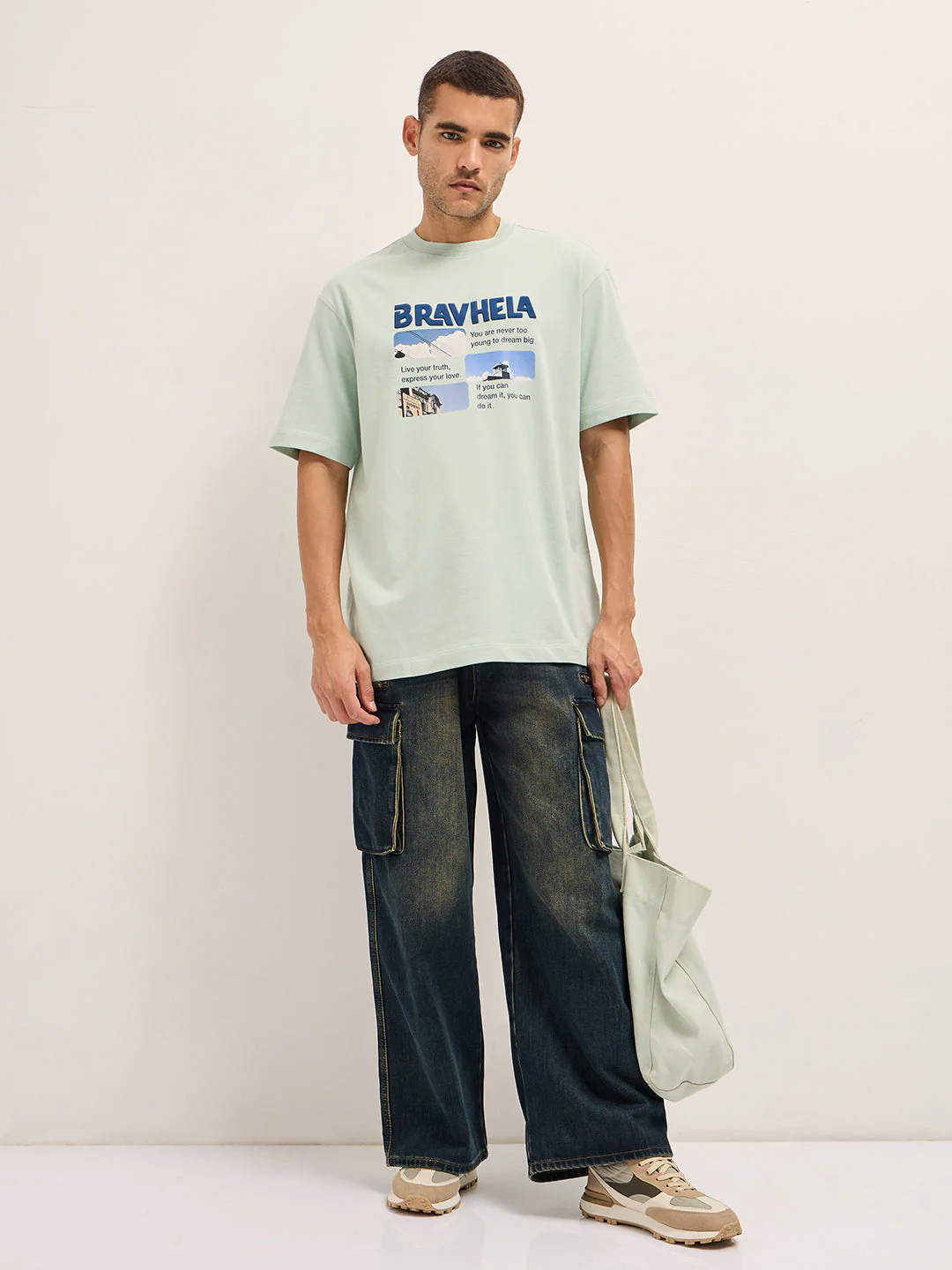 Men Mint Green Graphic Print - Image 4