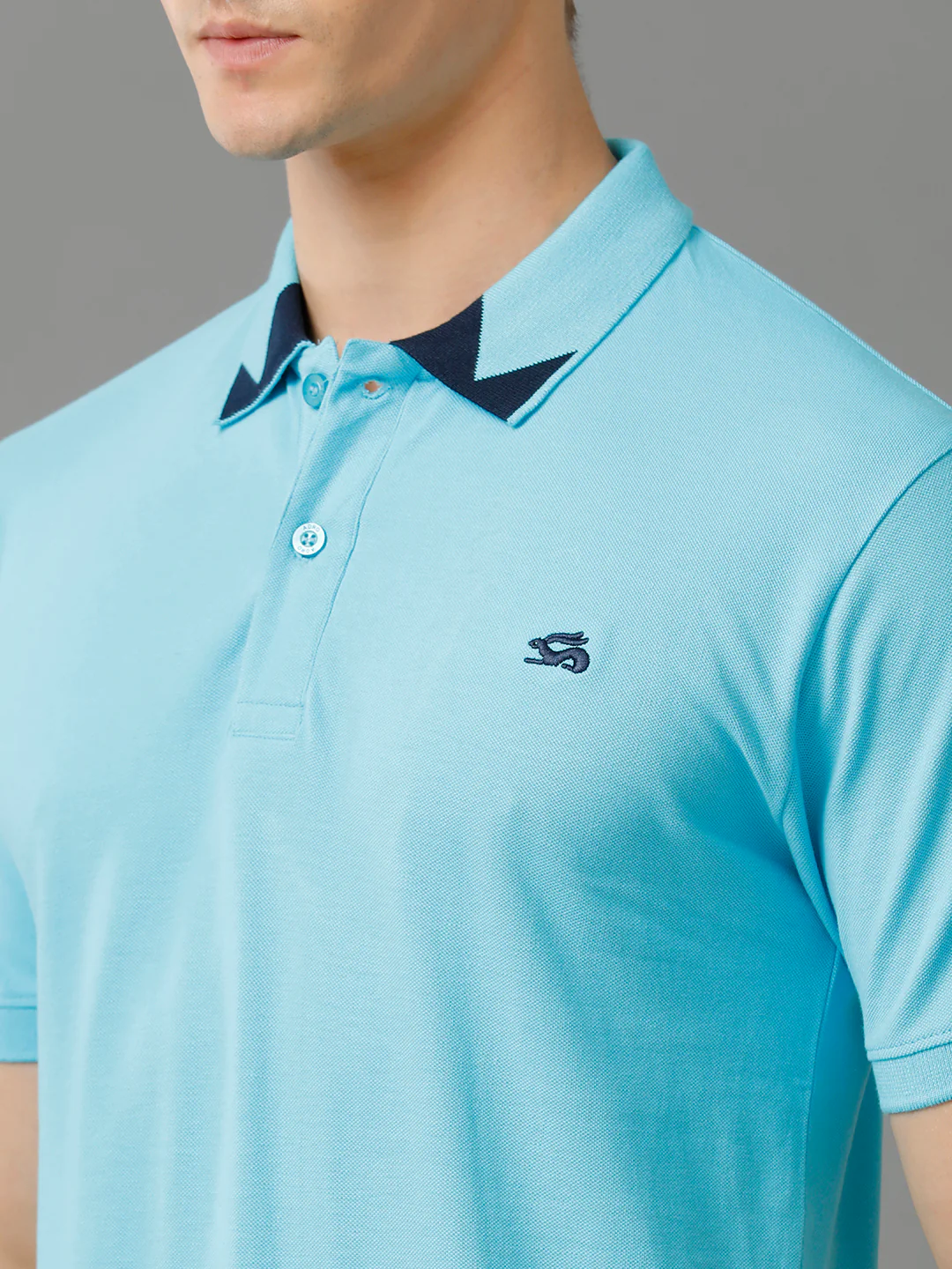 Men Blue Regular Fit Polo T-Shirt - Image 4
