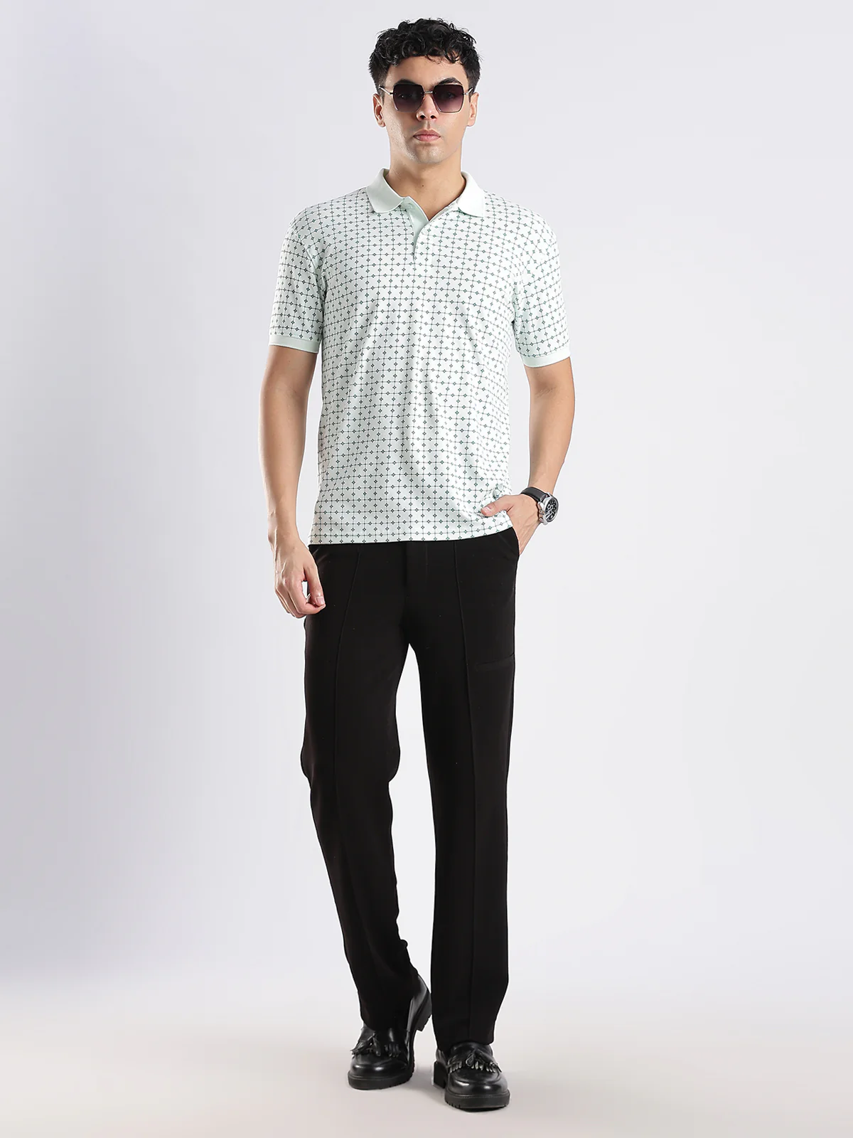 Men White Regular Fit Polo T-Shirt - Image 5