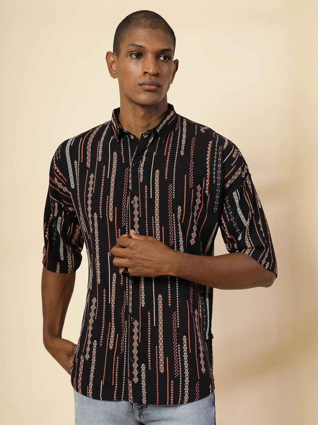 Men Modern Ethnic Print Shirt - Image 4