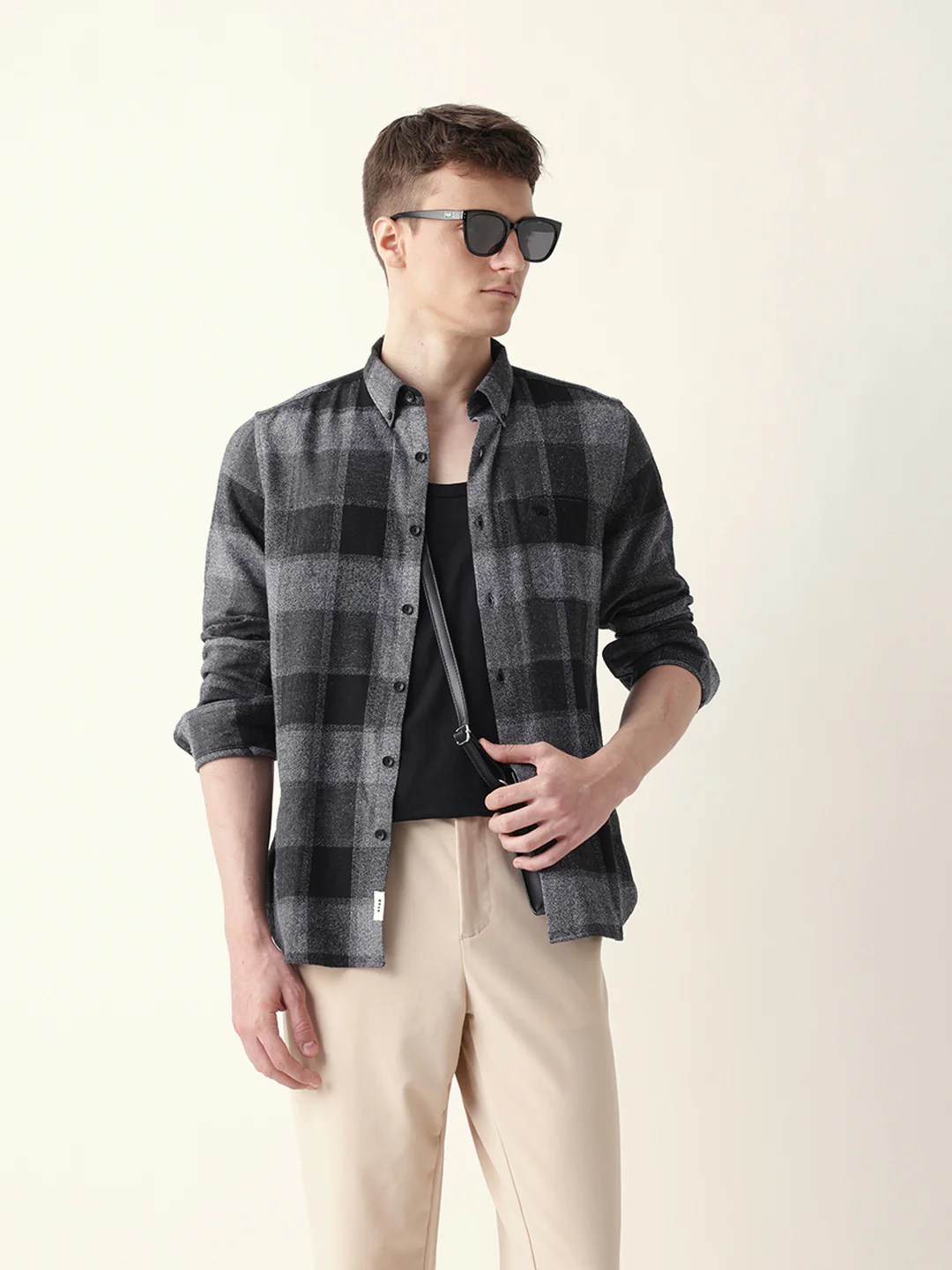 Men Modern Plaid Button-Down Shirt - Image 3