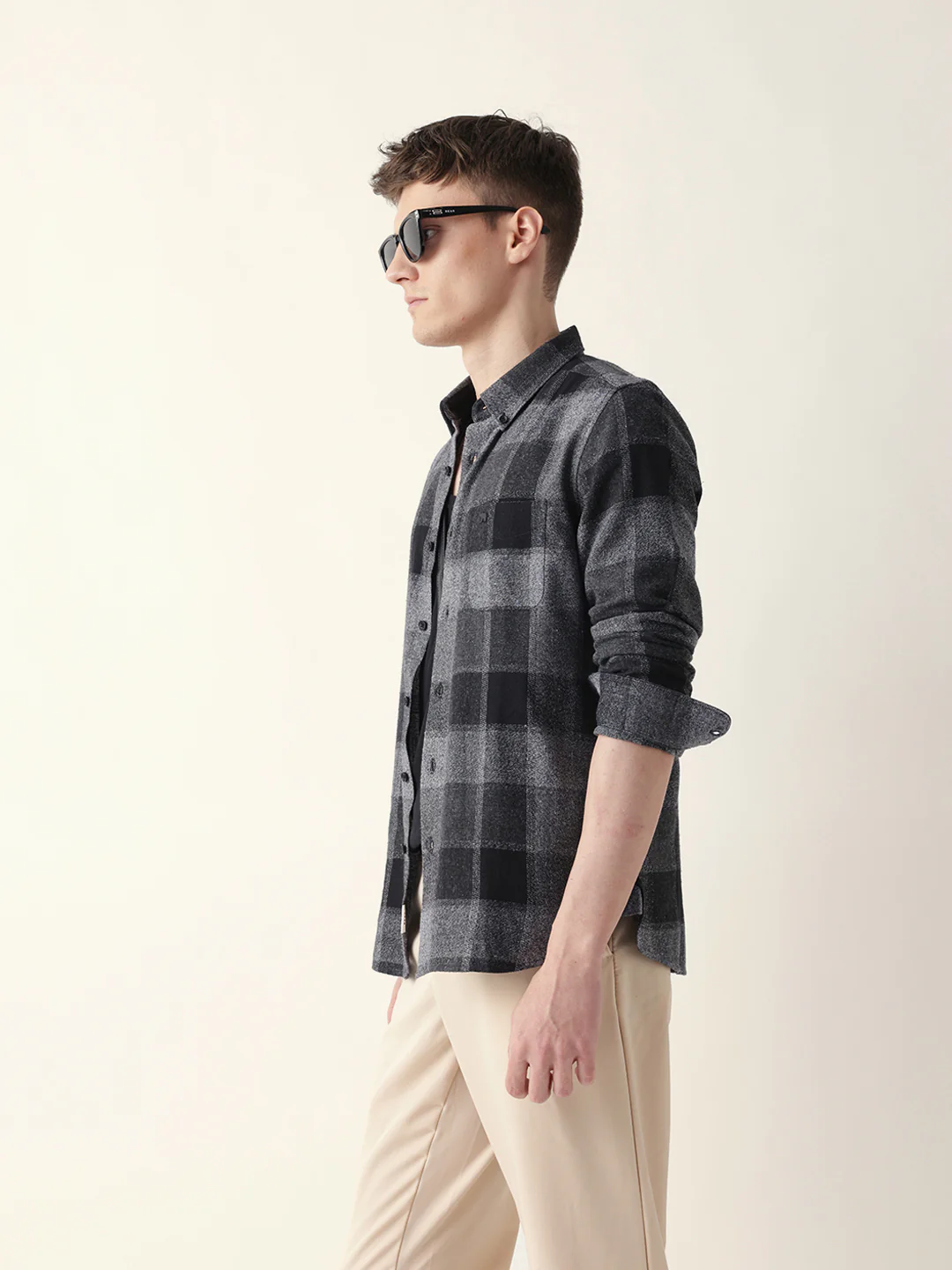 Men Modern Plaid Button-Down Shirt - Image 4