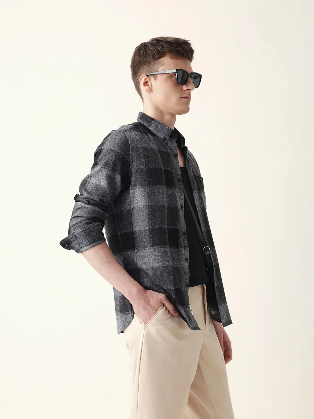 Men Modern Plaid Button-Down Shirt - Image 5