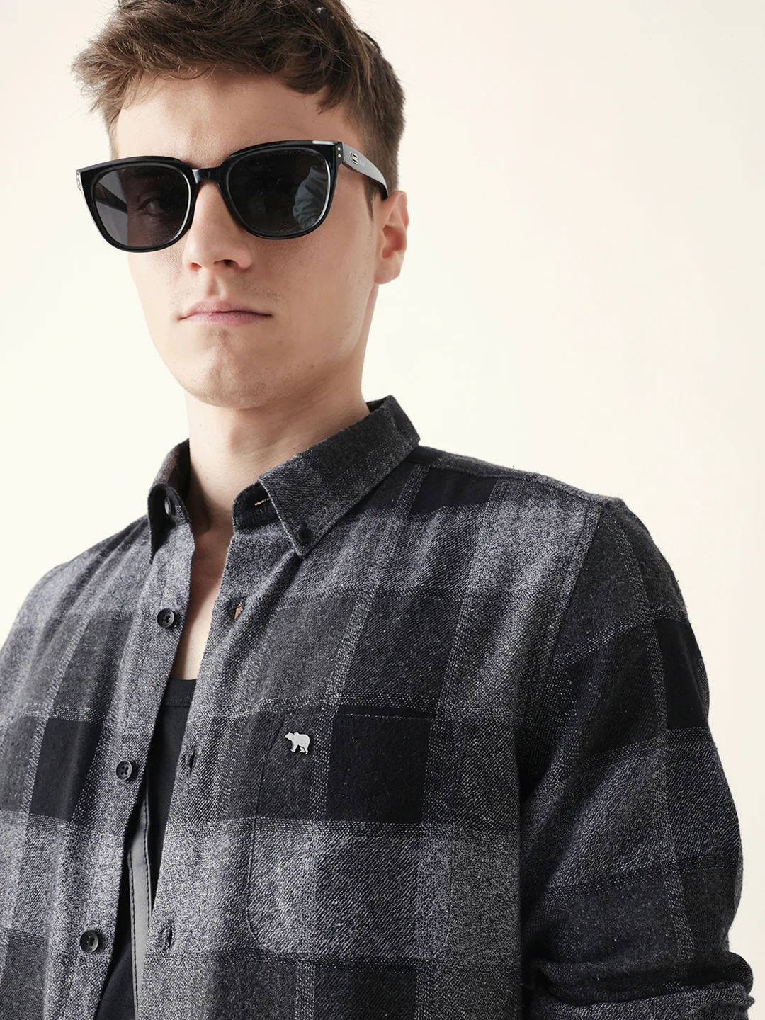 Men Modern Plaid Button-Down Shirt - Image 6