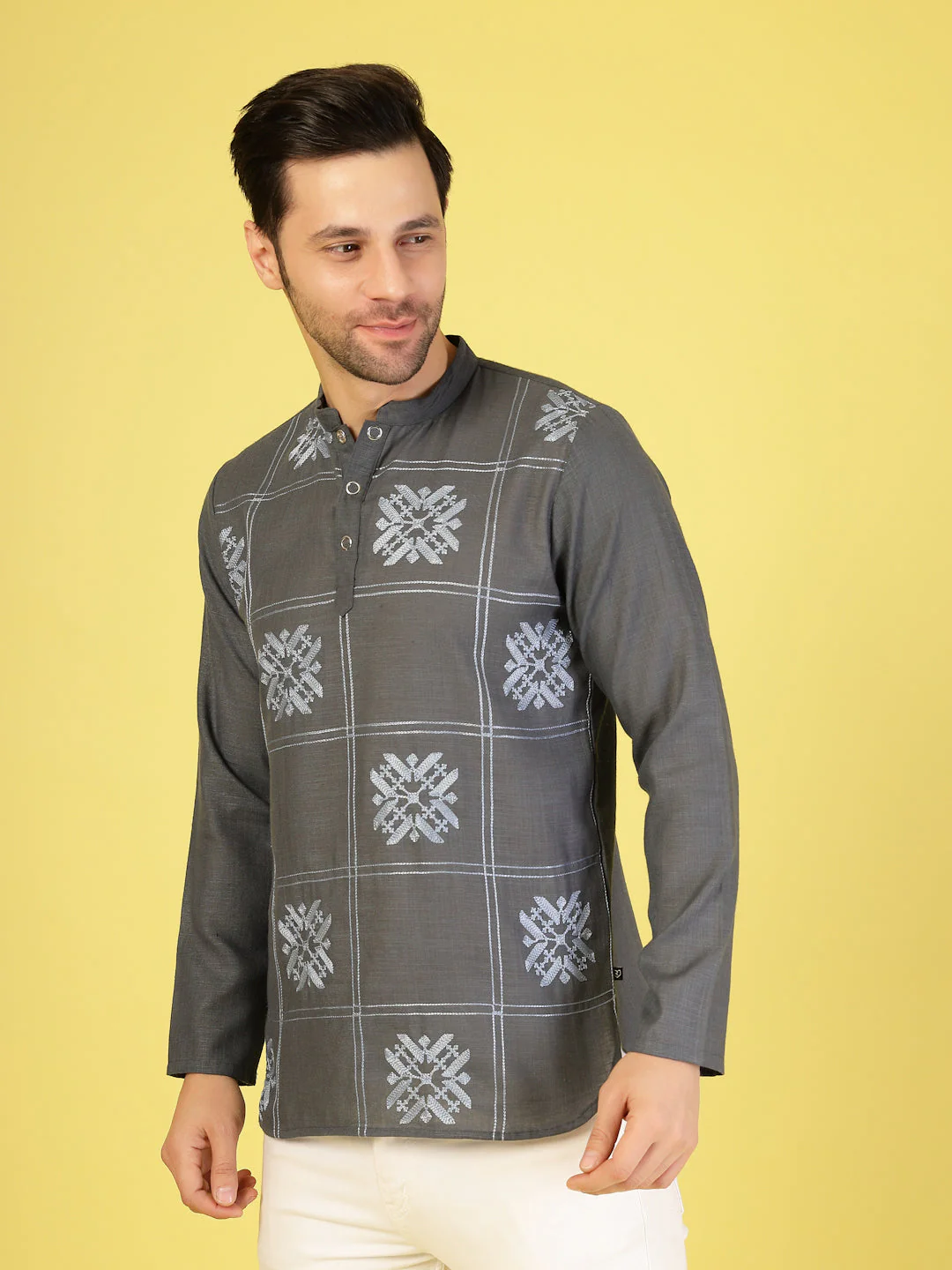 Men Modern Slim Fit Embroidered Kurta - Image 3
