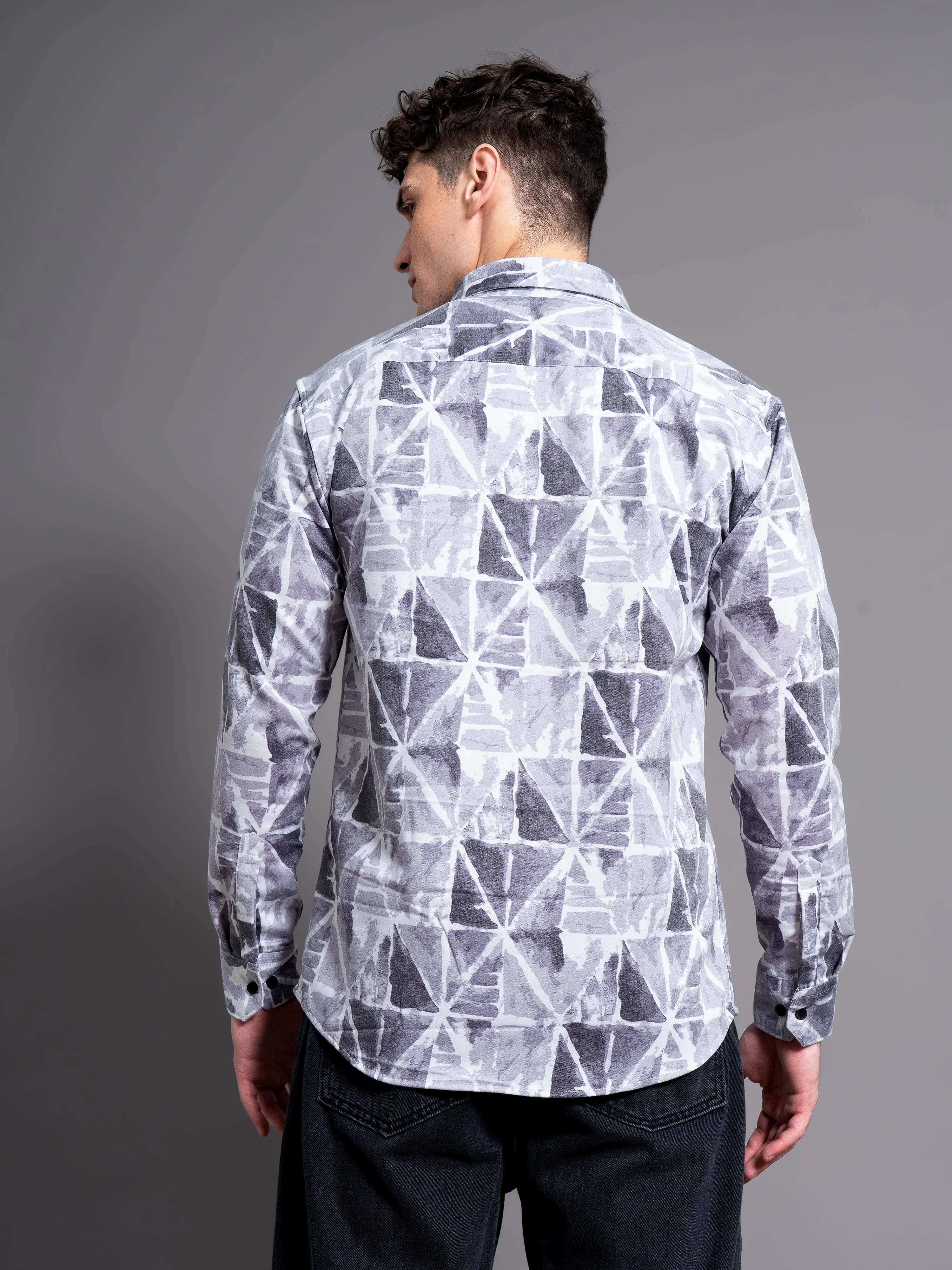 Men Mova Abstract Grey Printed Shirt - Image 2