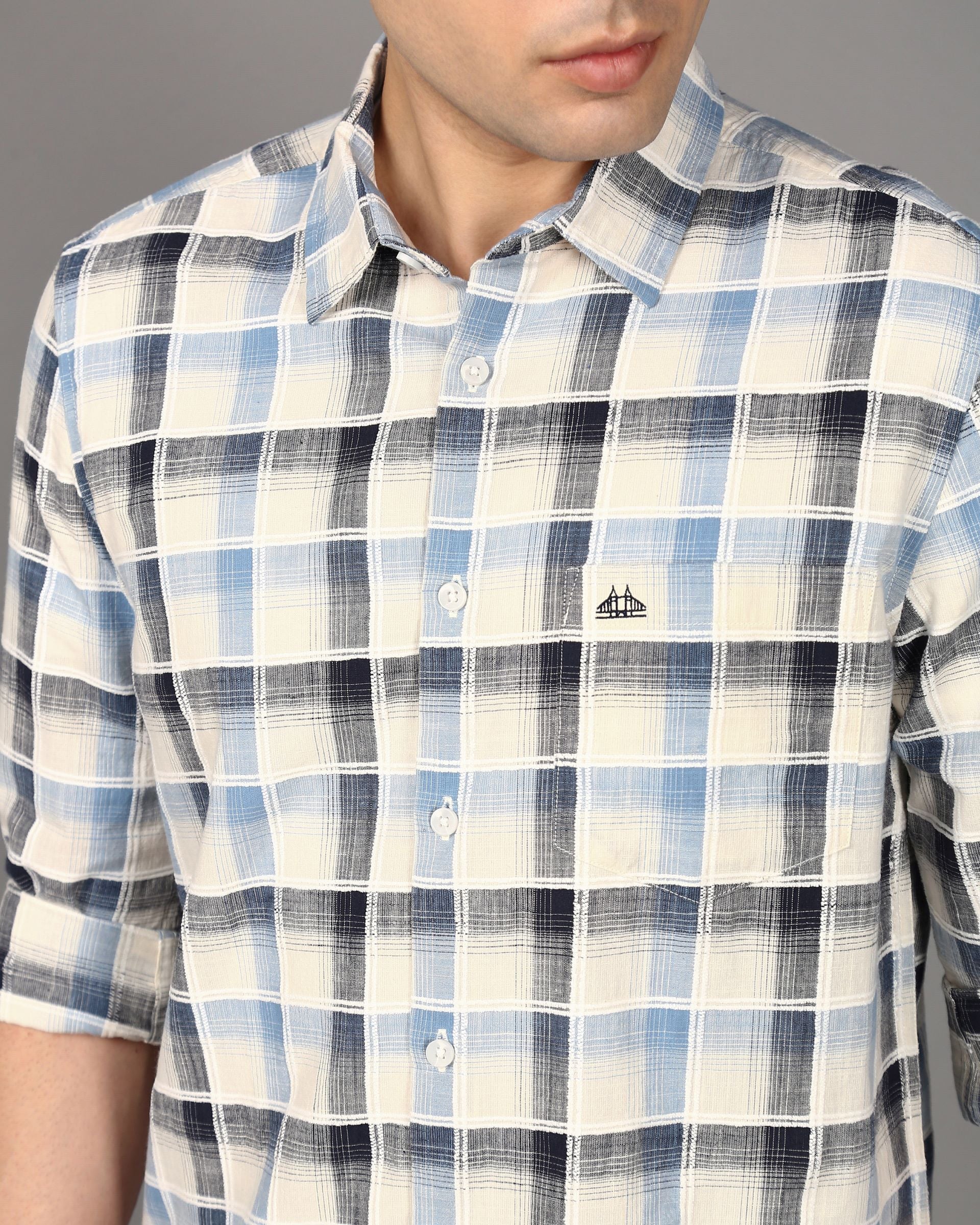 Men Multi Checked Cotton Shirt - Image 3