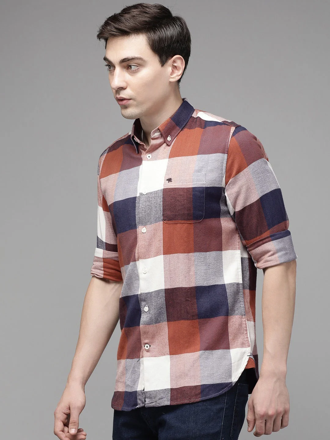 Men Multi Checked Slim Fit Shirt - Image 2