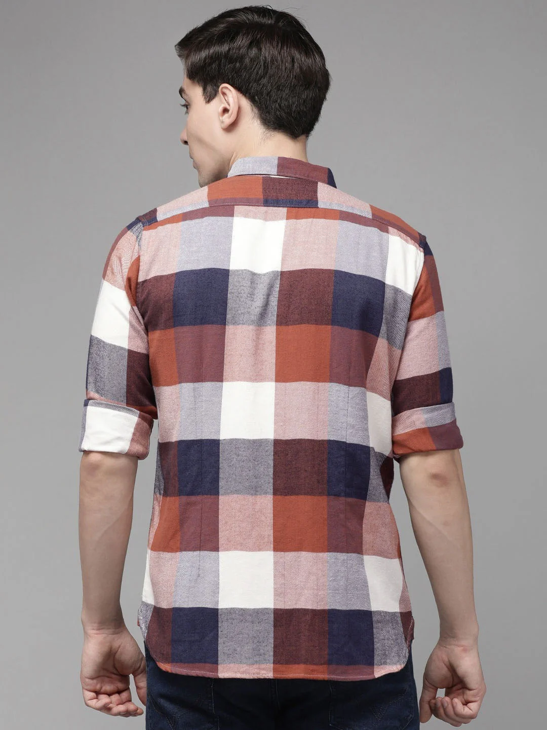 Men Multi Checked Slim Fit Shirt - Image 3
