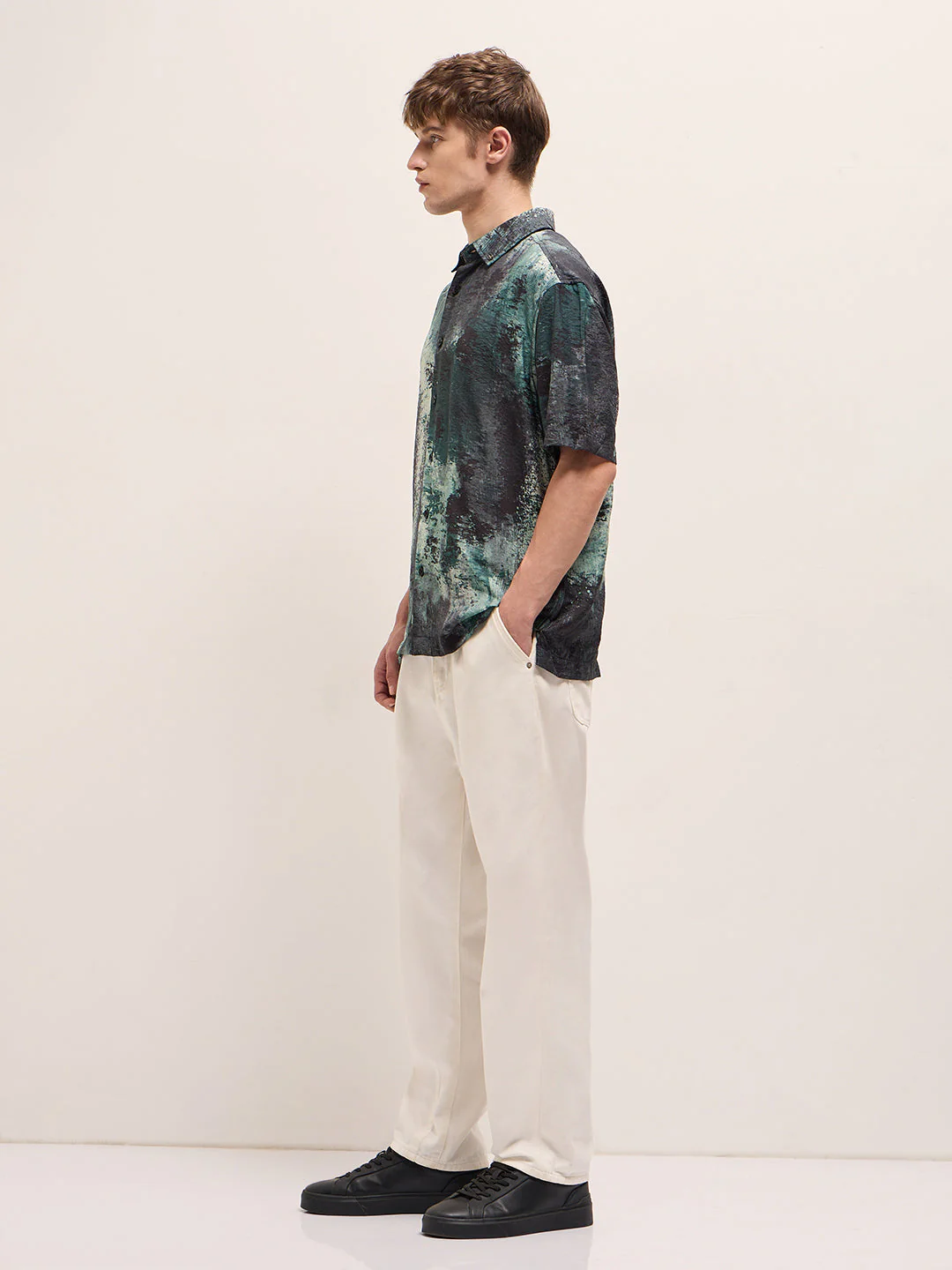 Men Multi-Color Abstract brushstroke Digital Print Relax Fit Casual Shirt - Image 3