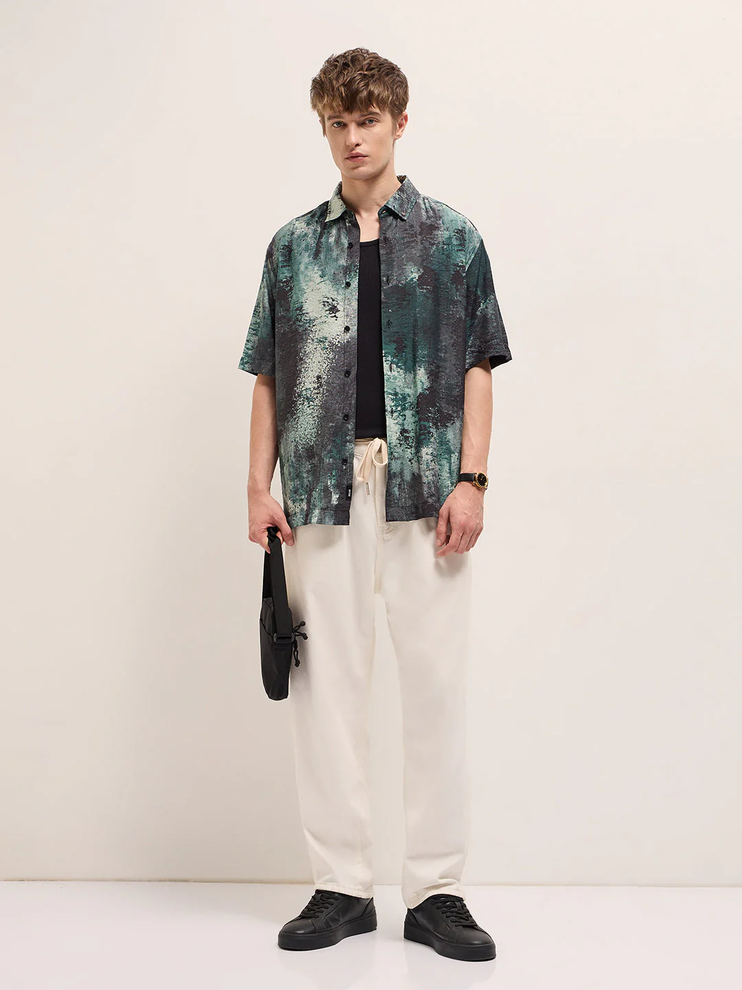 Men Multi-Color Abstract brushstroke Digital Print Relax Fit Casual Shirt - Image 4