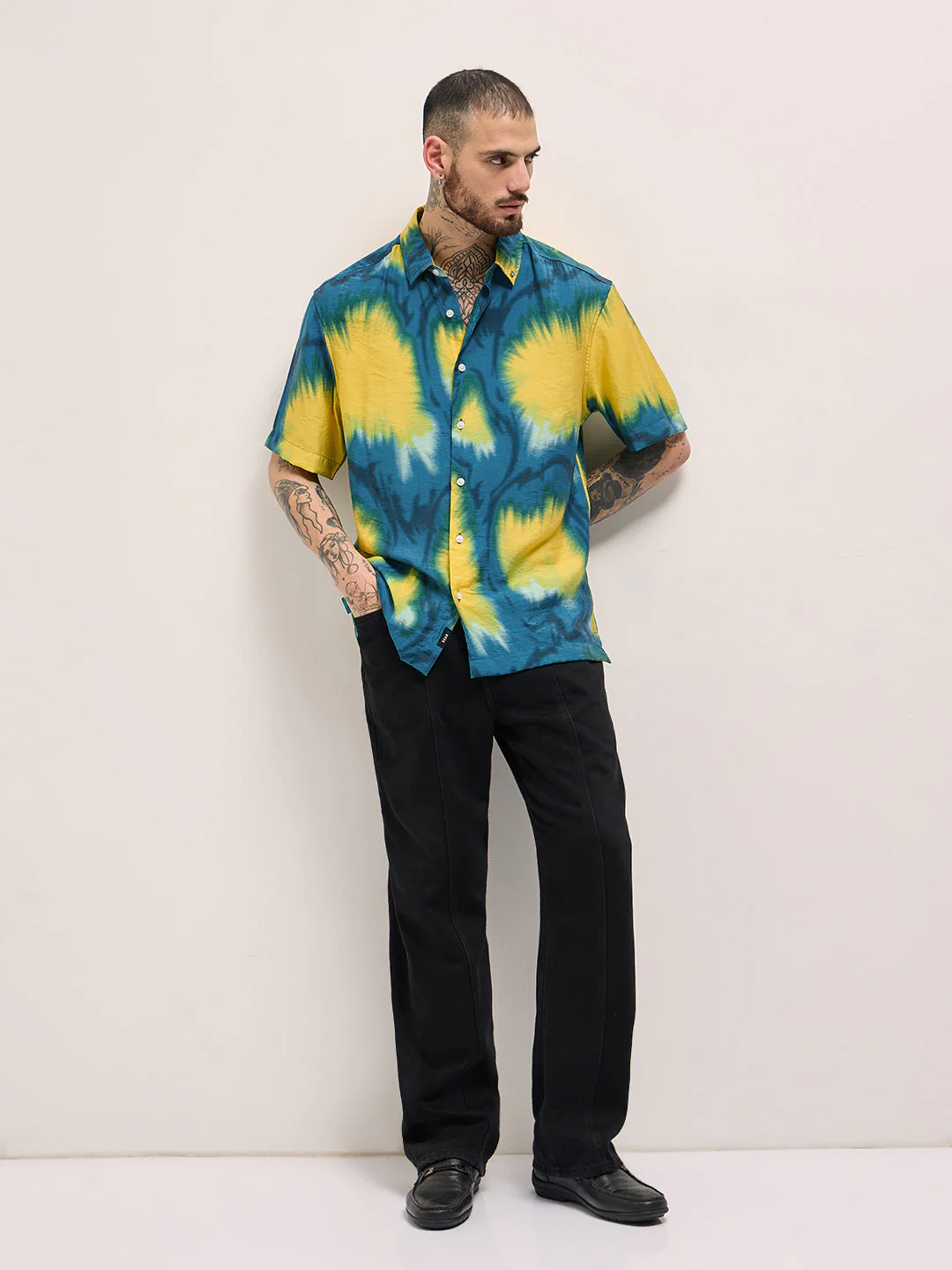 Men Multi-Color Abstract Digital Print Relax Fit Casual Shirt - Image 4