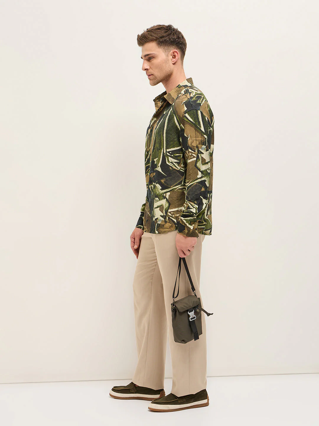 Men Multi-Color abstract foliage-inspired Print Relax Fit Overshirt - Image 3