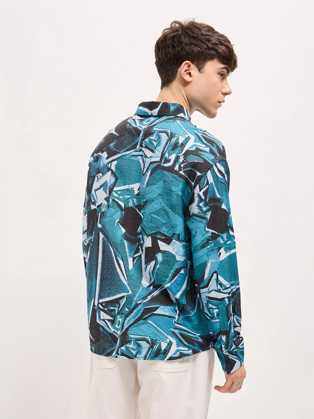 Men Multi-Color Abstract geometric print Relax Fit Overshirt - Image 2