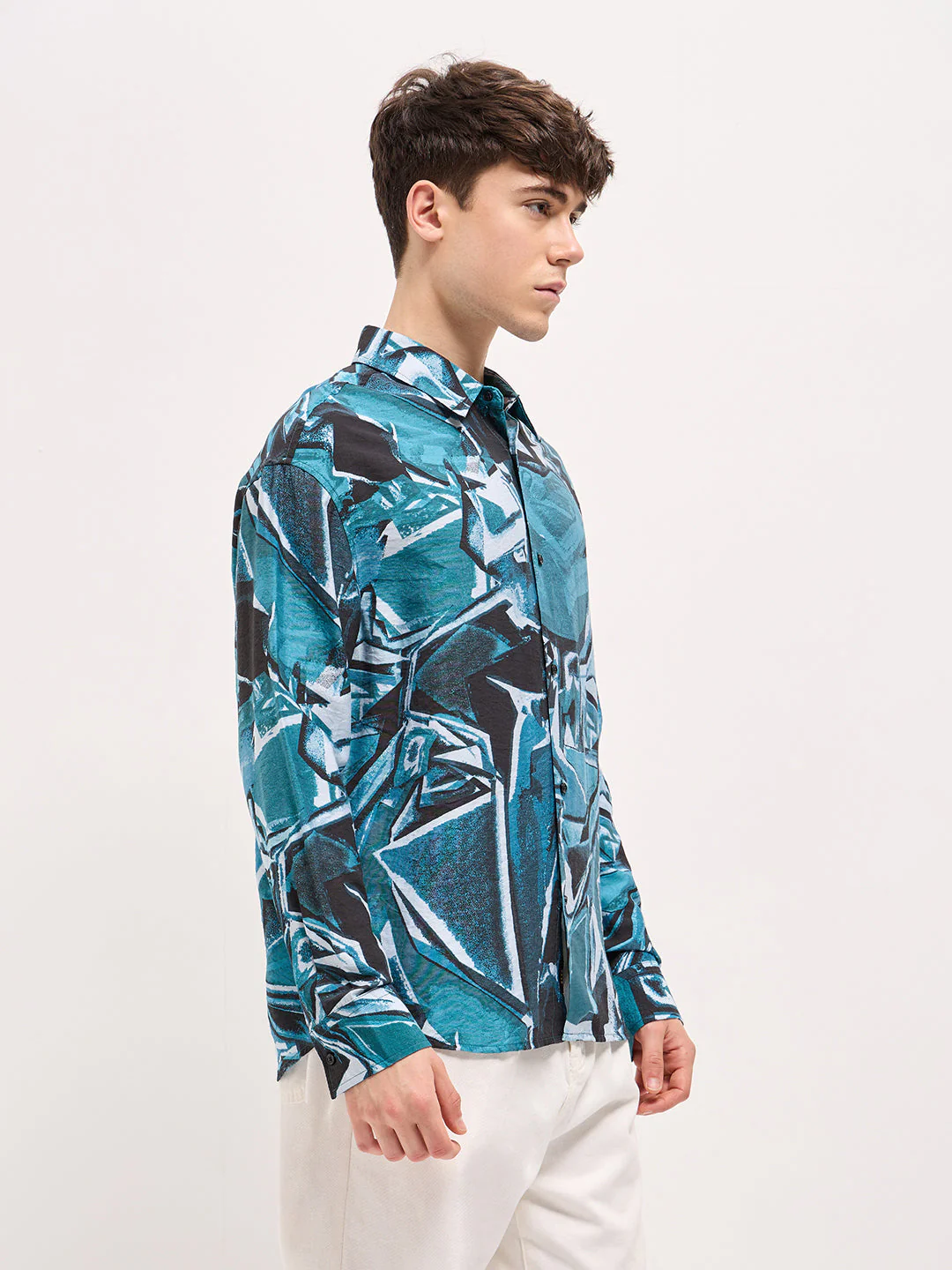 Men Multi-Color Abstract geometric print Relax Fit Overshirt - Image 3
