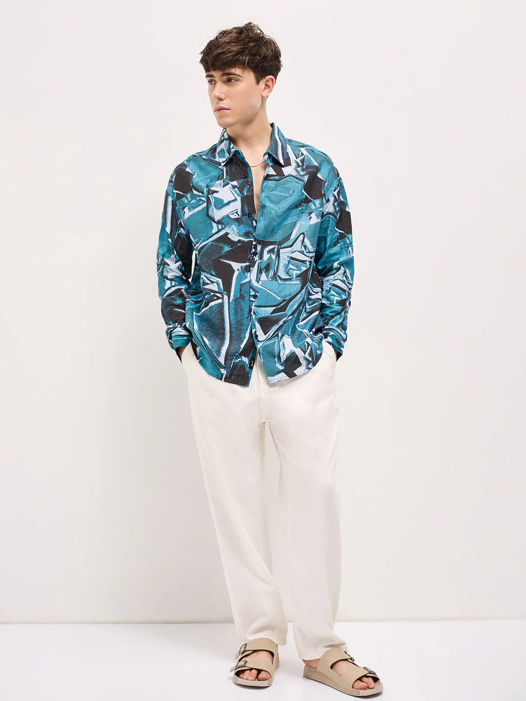 Men Multi-Color Abstract geometric print Relax Fit Overshirt - Image 4