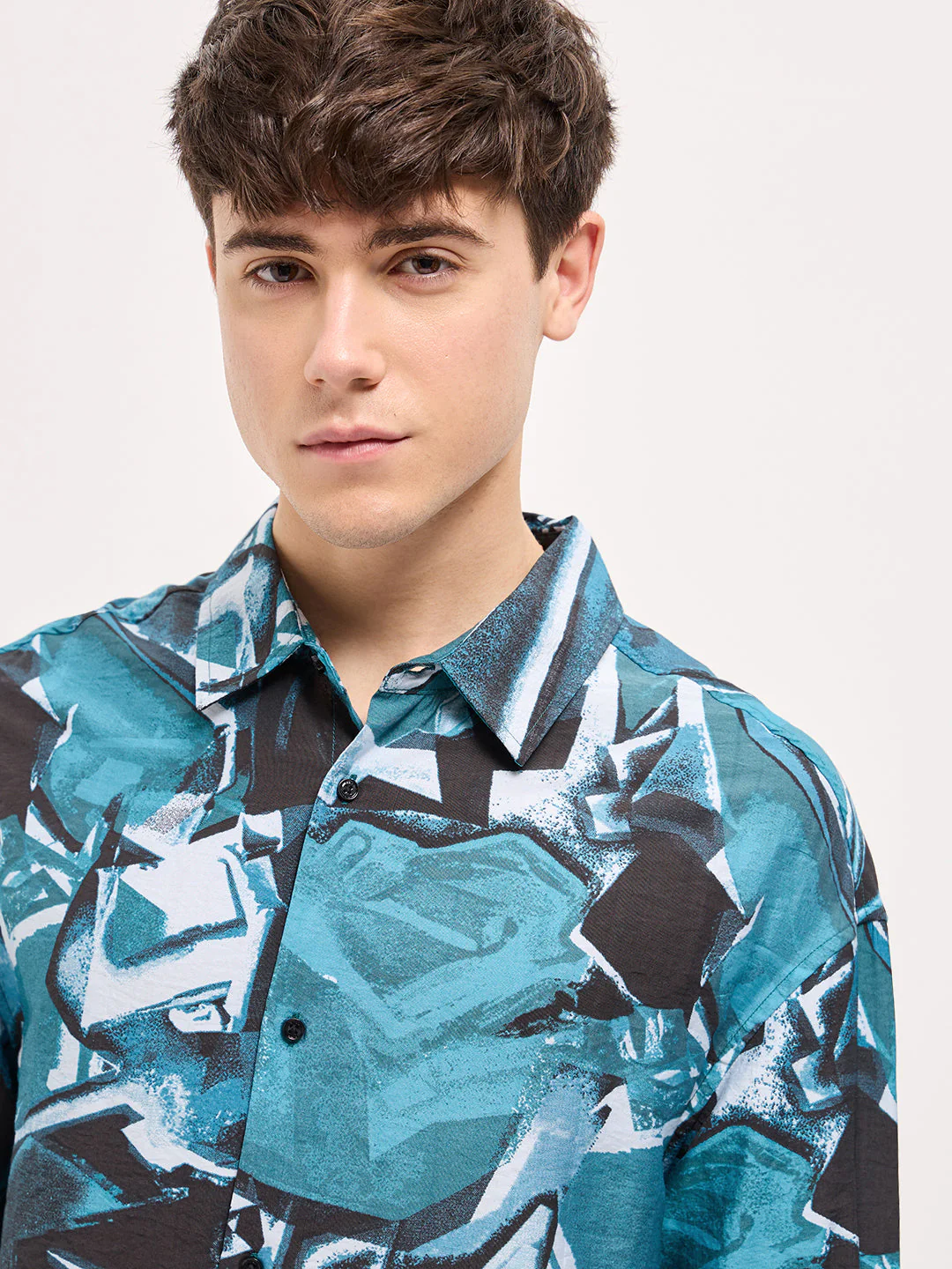 Men Multi-Color Abstract geometric print Relax Fit Overshirt - Image 5