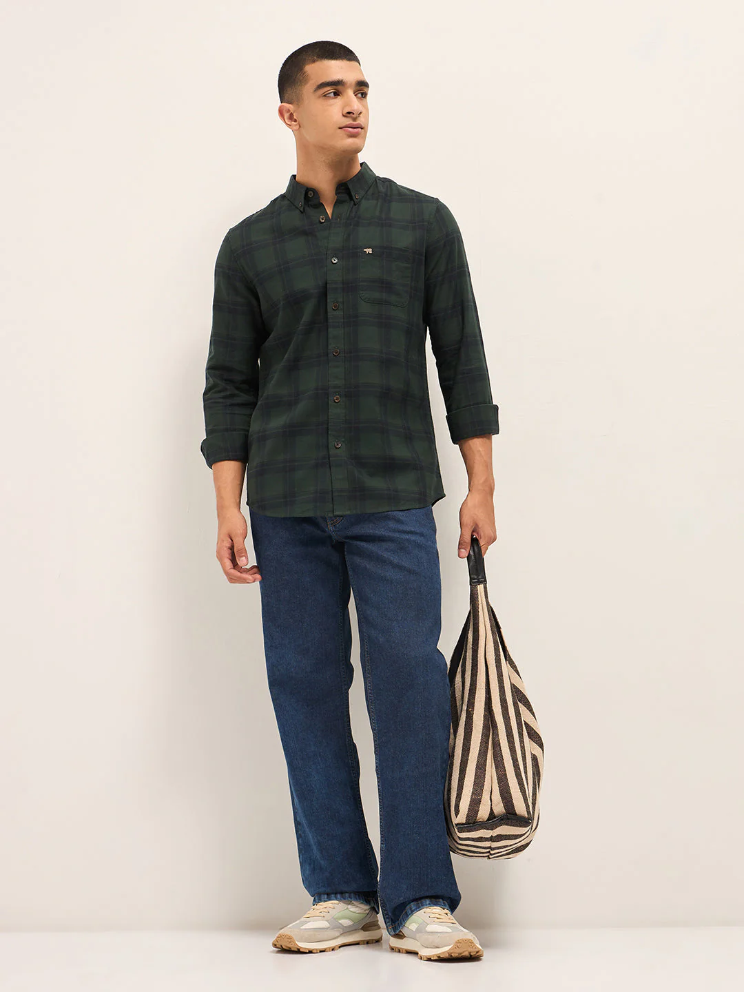 Men Multi-Color Block Check Slim Fit Casual Shirt - Image 4