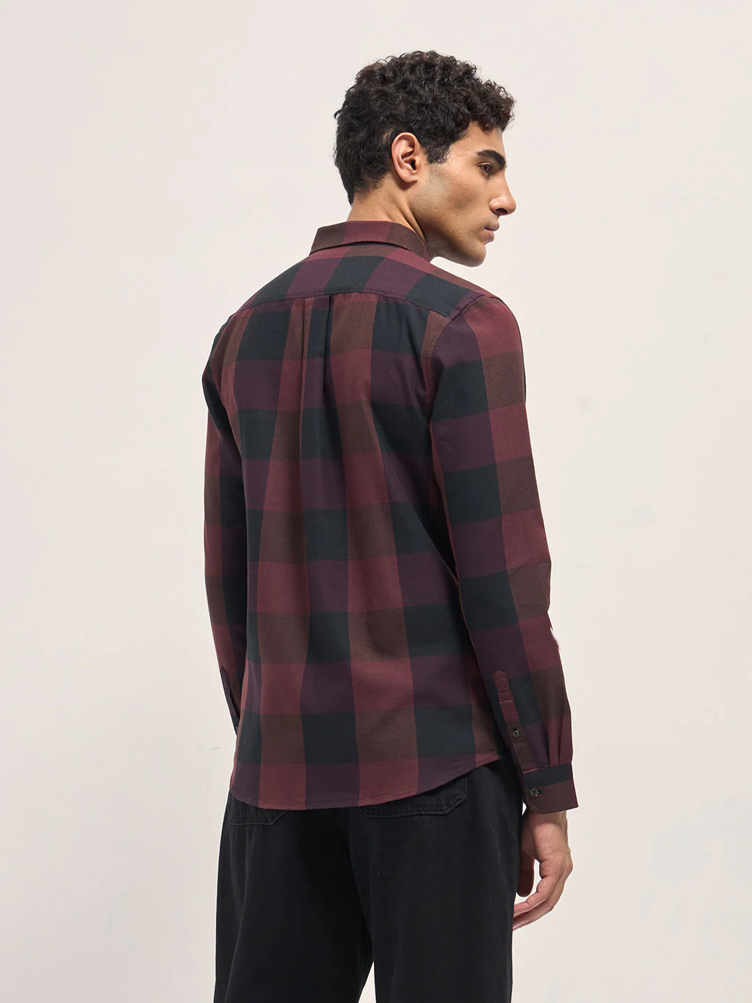 Men Multi-Color Block Checked Slim Fit Casual Shirt - Image 2