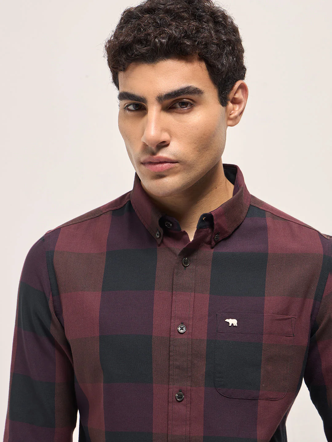 Men Multi-Color Block Checked Slim Fit Casual Shirt - Image 5