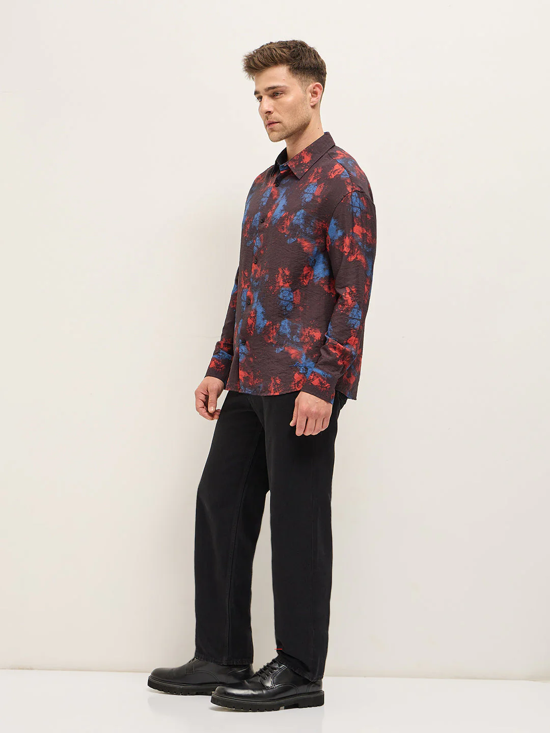 Men Multi-Color Bold Abstract Tie-Dye Print Relax Fit Overshirt - Image 3