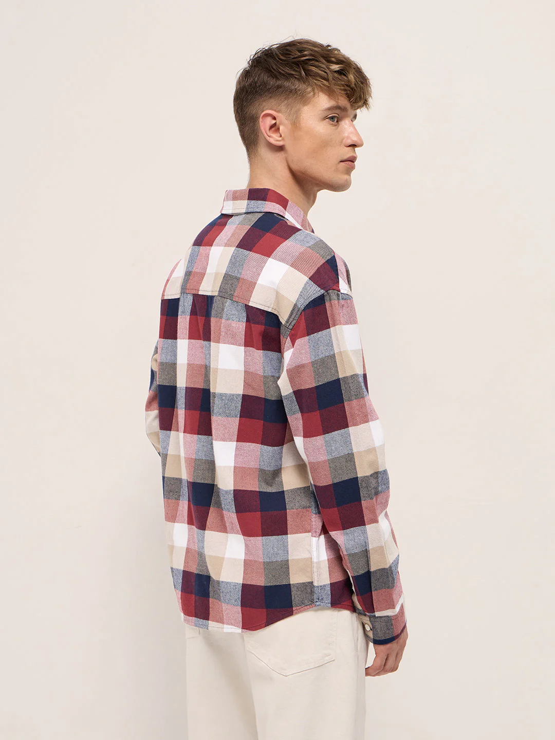 Men Multi-color Buffalo Checked Design Relaxed Fit Overshirt - Image 2