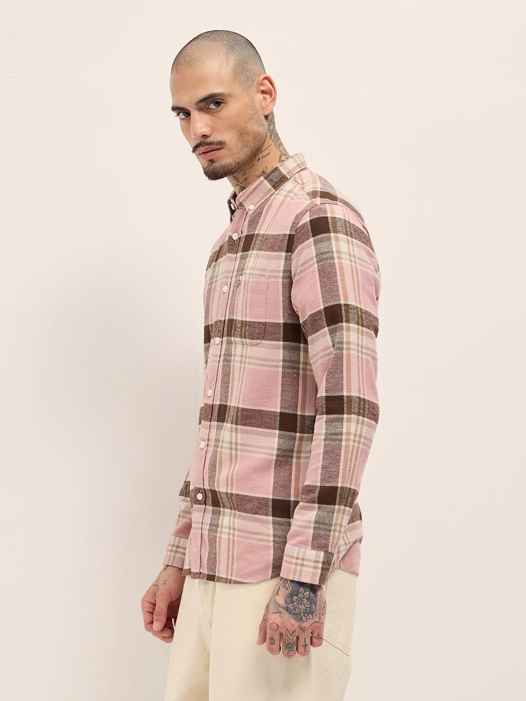 Men Multi-Color Checked Flannel Shirt - Image 3