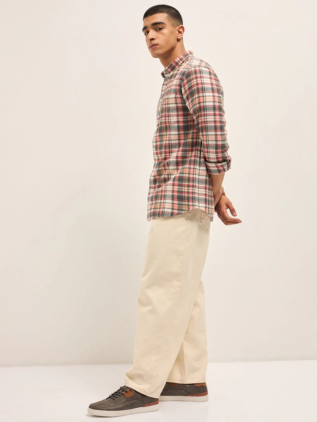Men Multi-Color Checked Flannel Shirt - Image 3