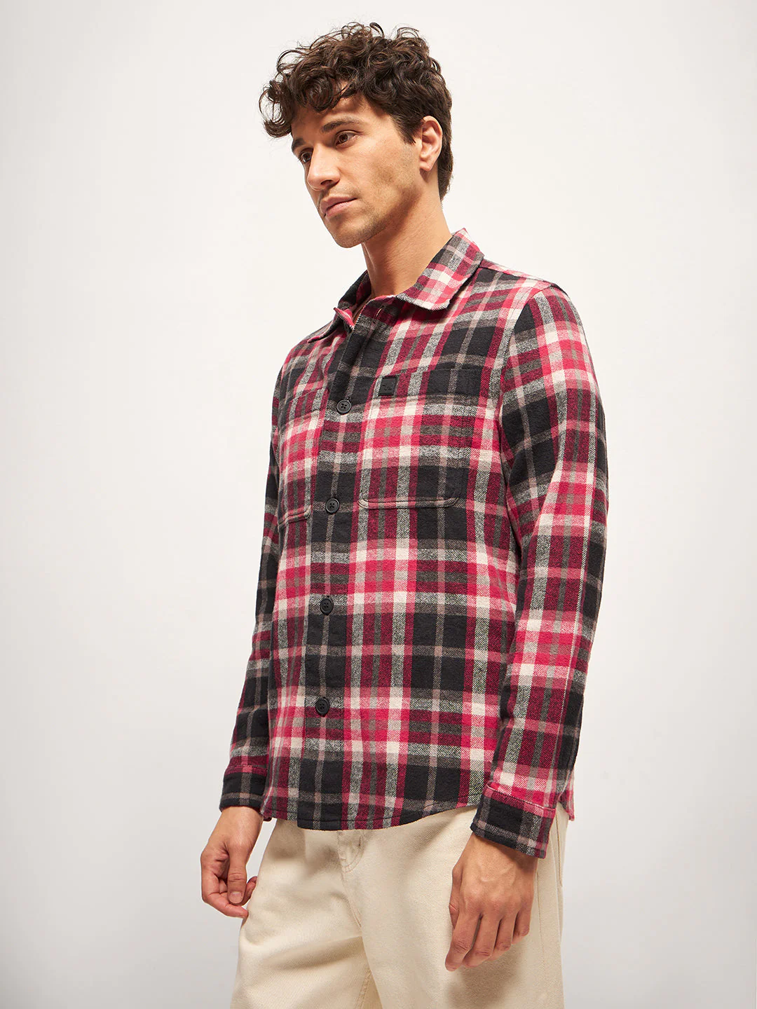 Men Multi-Color Checked Regular Fit Overshirt - Image 3