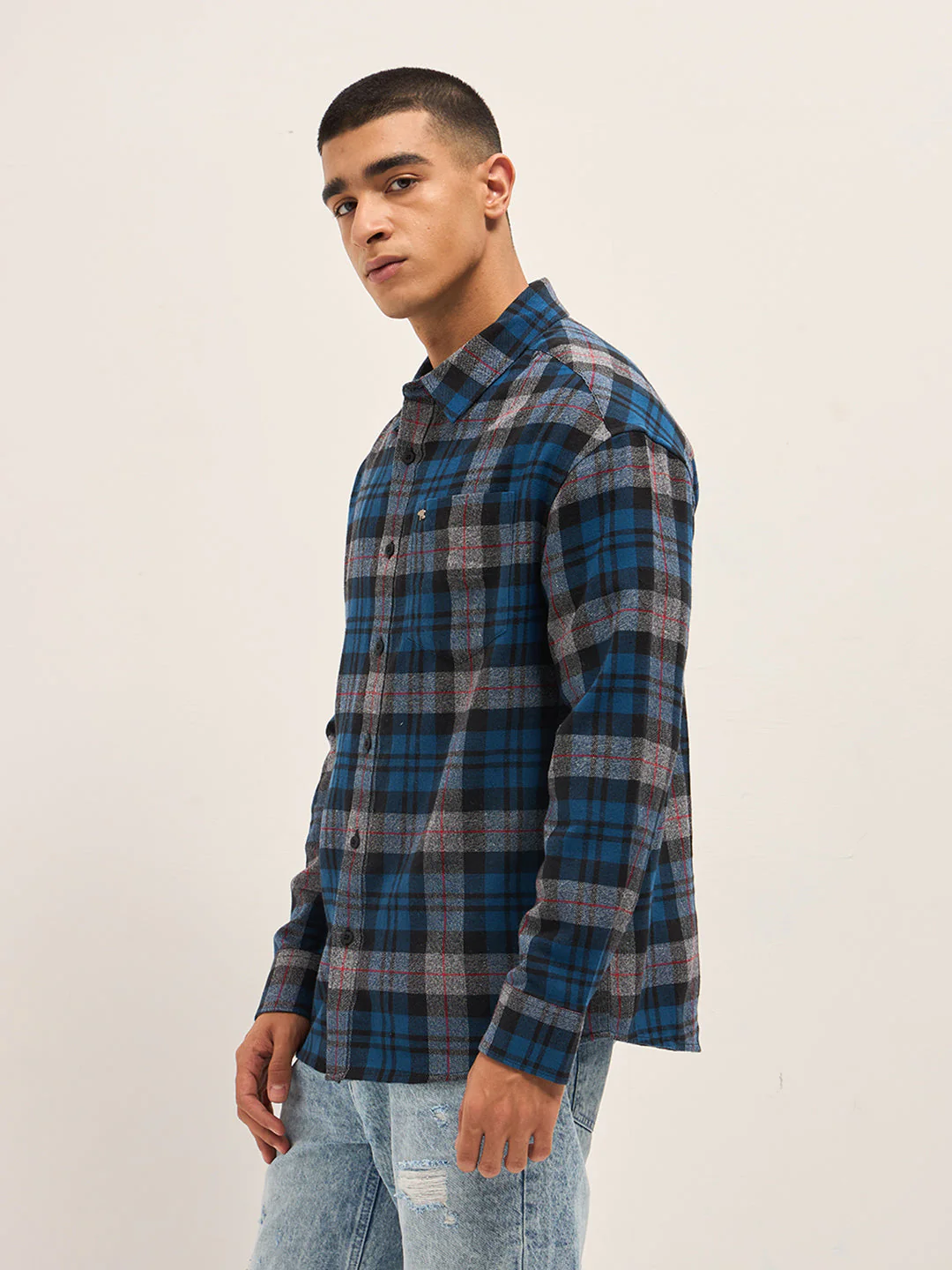 Men Multi-Color Checked Relax Fit Casual Shirt - Image 3