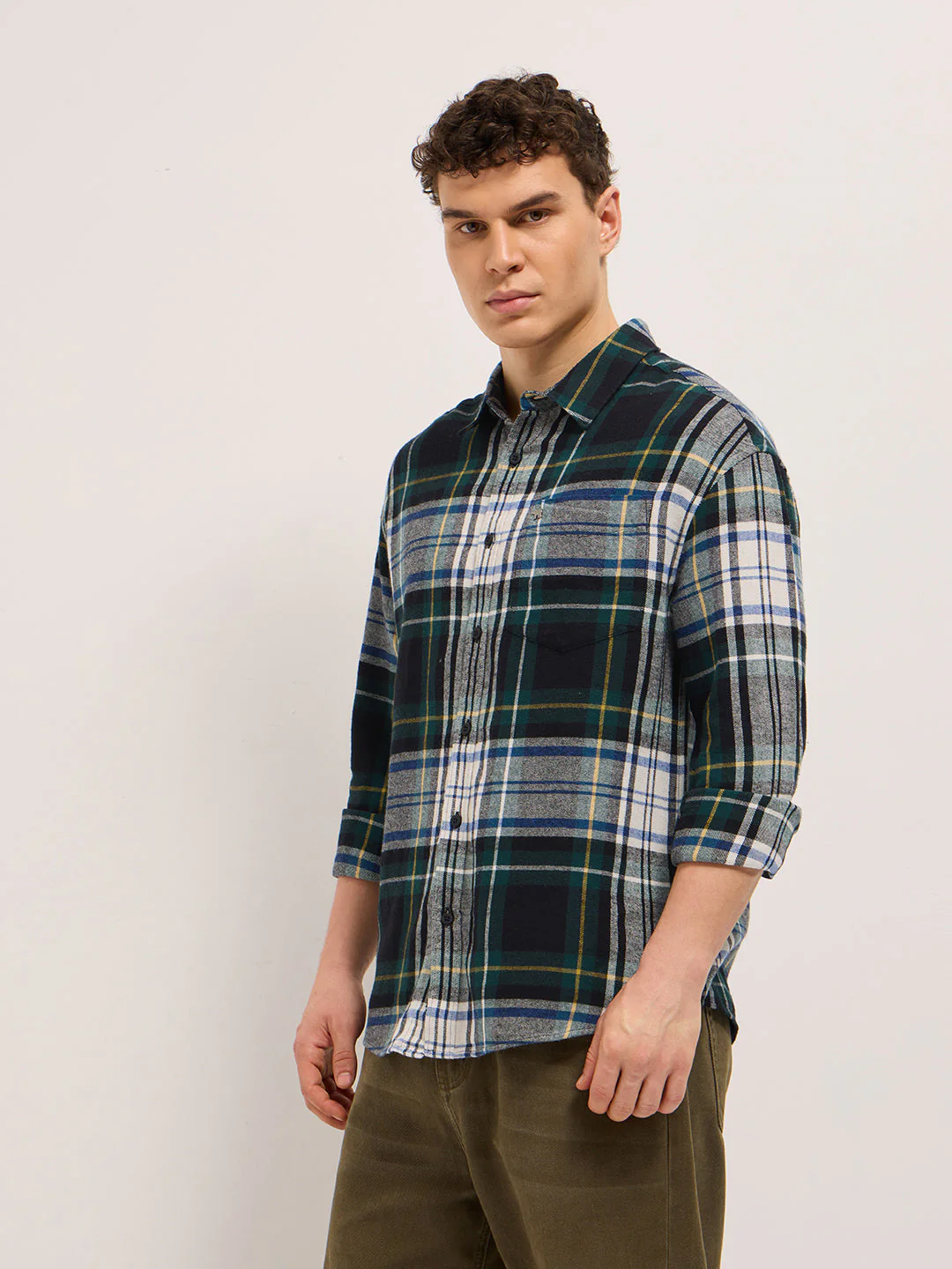 Men Multi-Color Checked Relax Fit Casual Shirt - Image 3