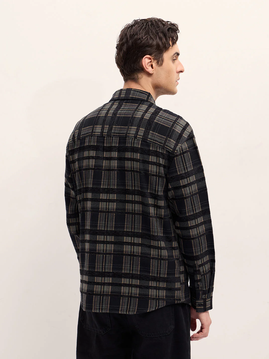Men Multi-color Checked Relax Fit Overshirt - Image 2
