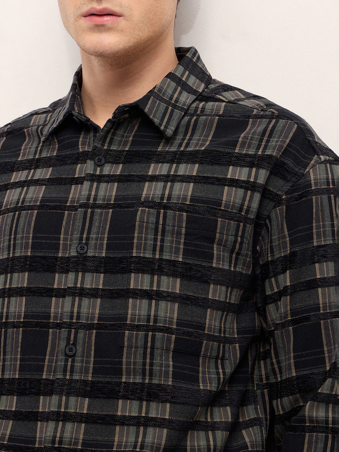 Men Multi-color Checked Relax Fit Overshirt - Image 5