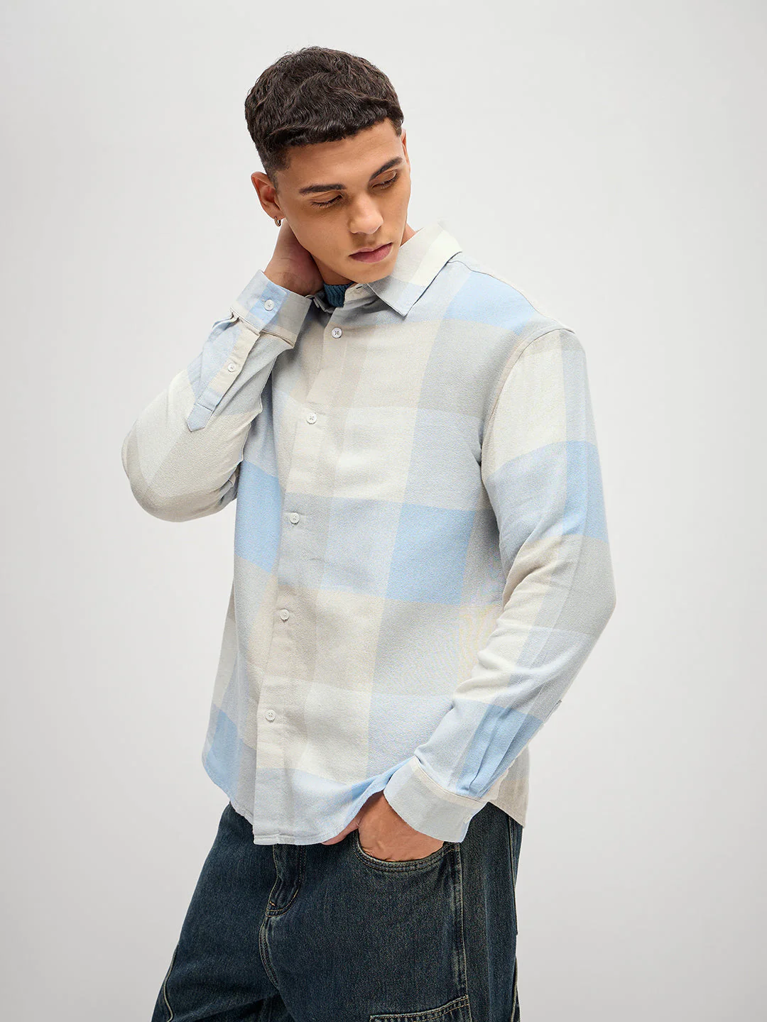 Men Multi-Color Checked Relax Fit OverShirt - Image 3