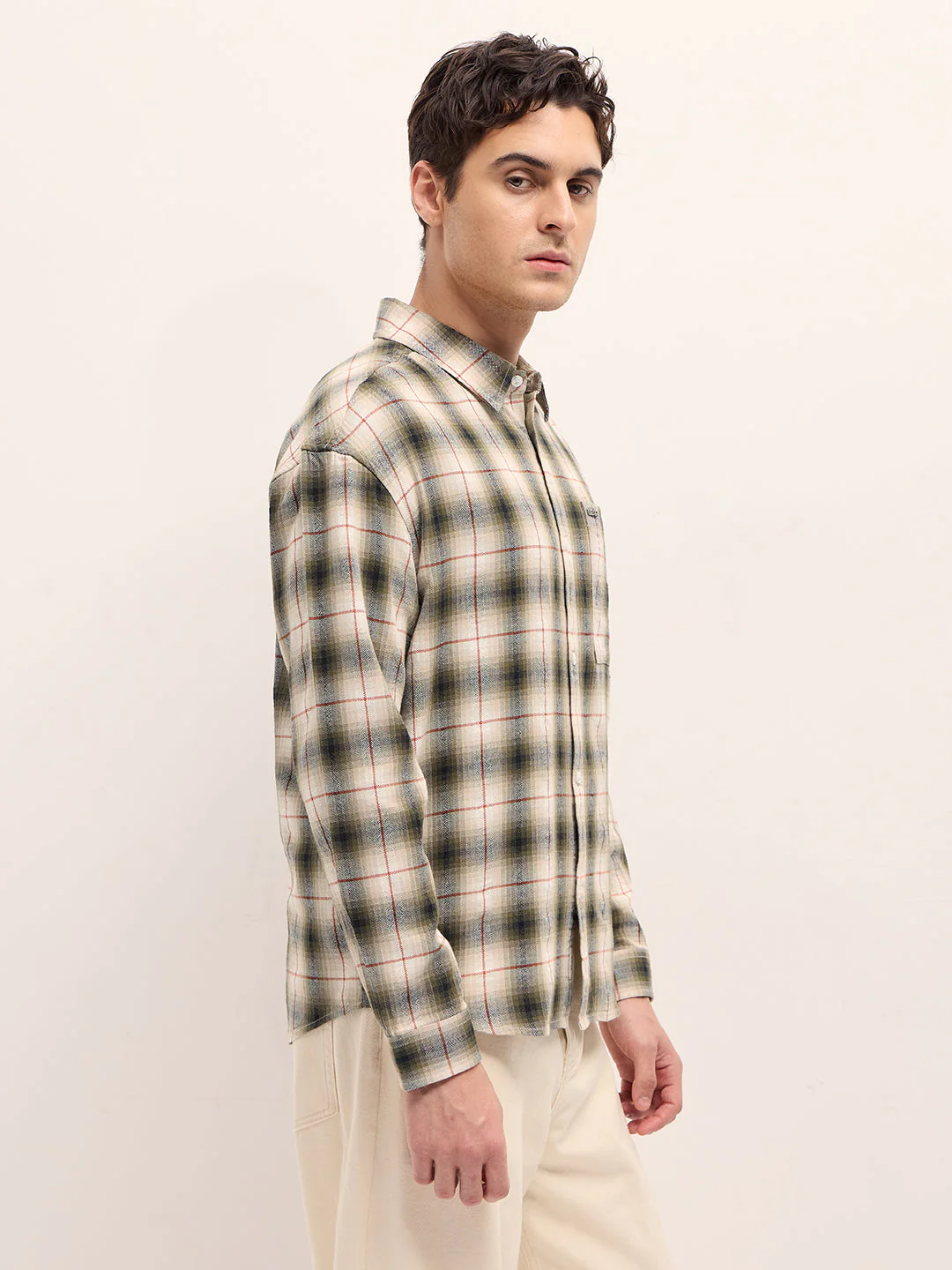 Men Multi-color Checked Relax Fit Overshirt - Image 3