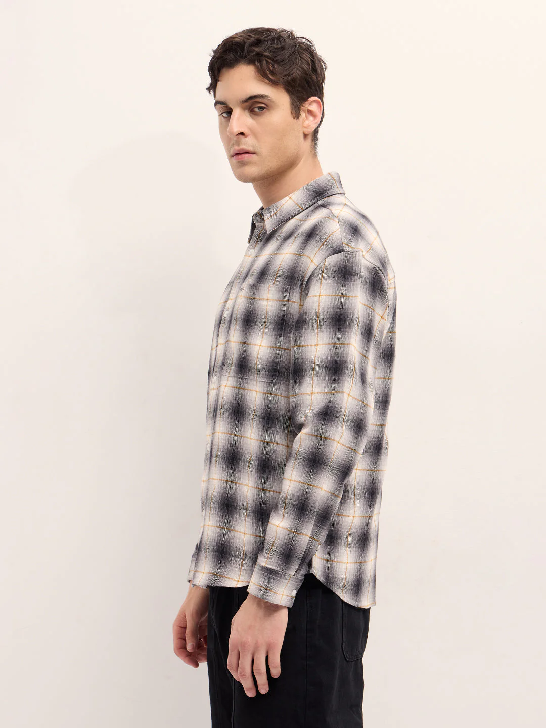 Men Multi-color Checked Relax Fit Overshirt - Image 3