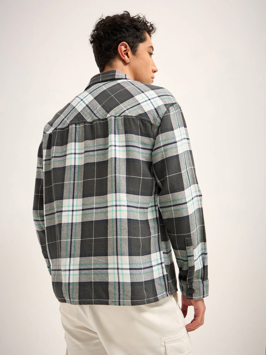 Men Multi-Color Checked Relaxed Fit Shacket - Image 2