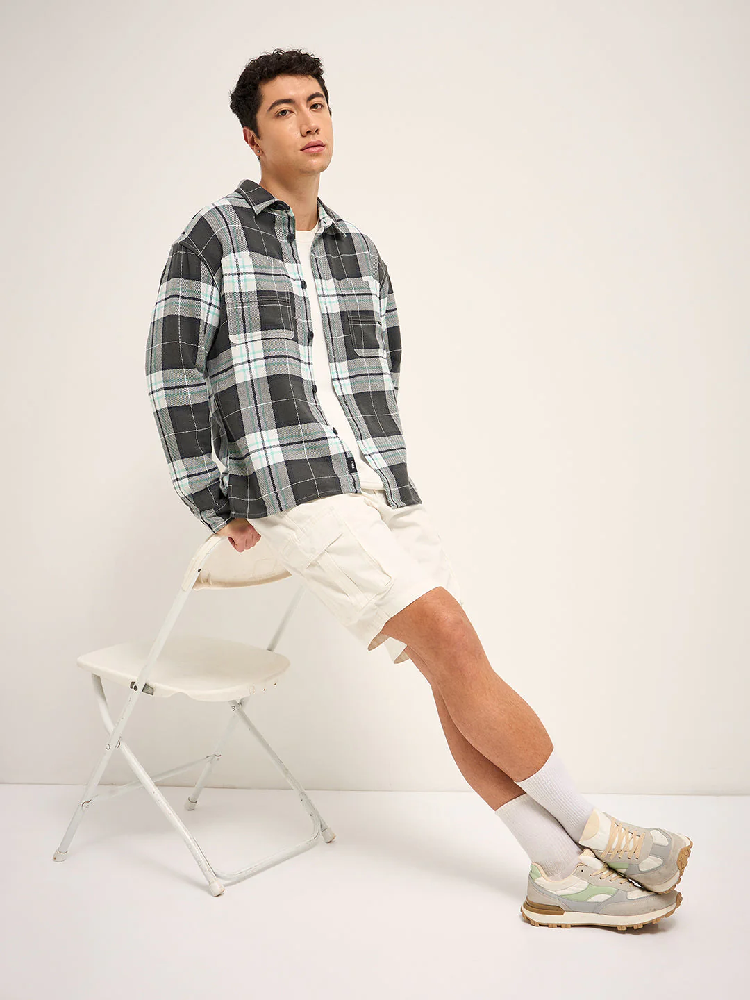Men Multi-Color Checked Relaxed Fit Shacket - Image 4