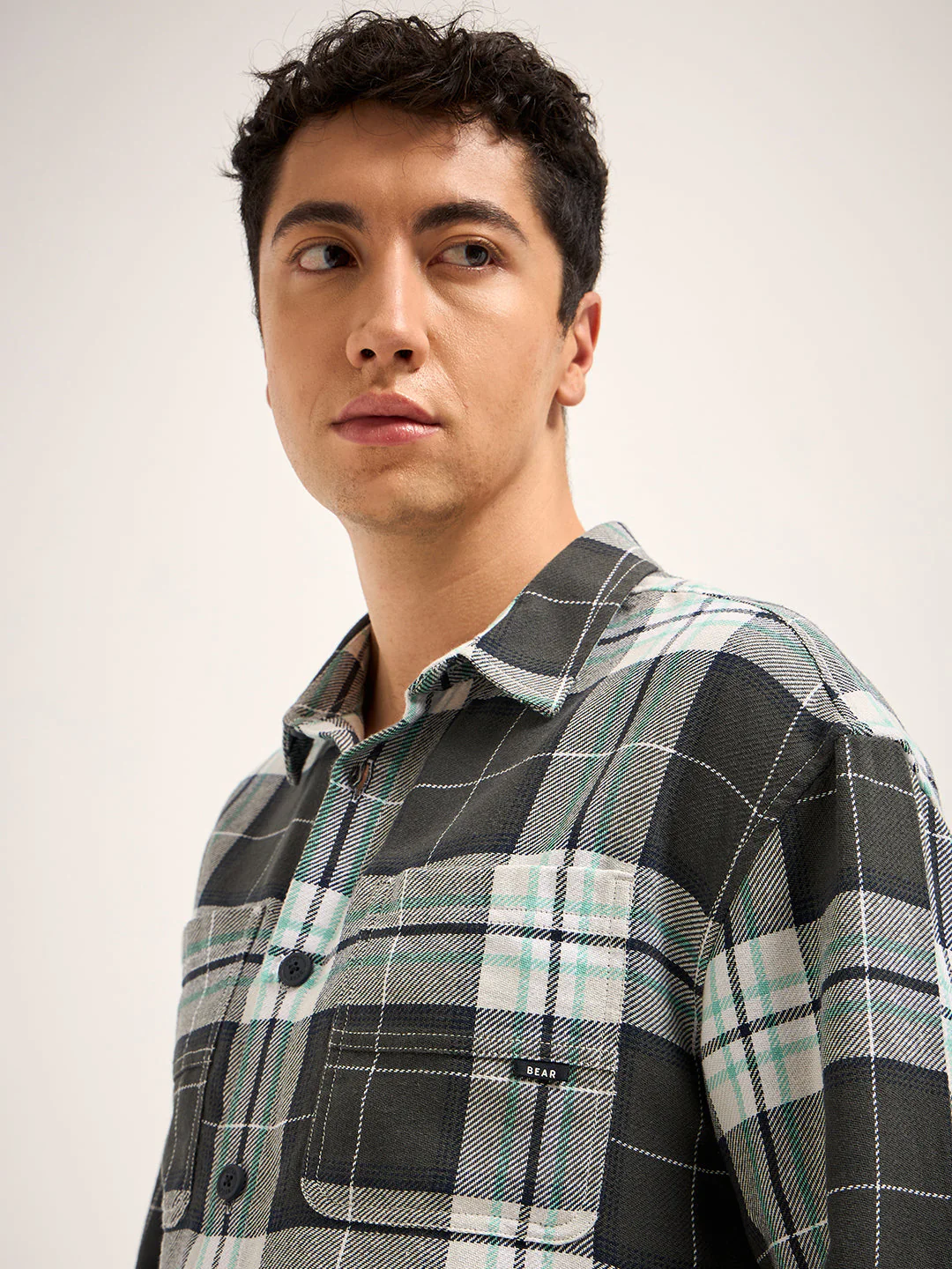 Men Multi-Color Checked Relaxed Fit Shacket - Image 5