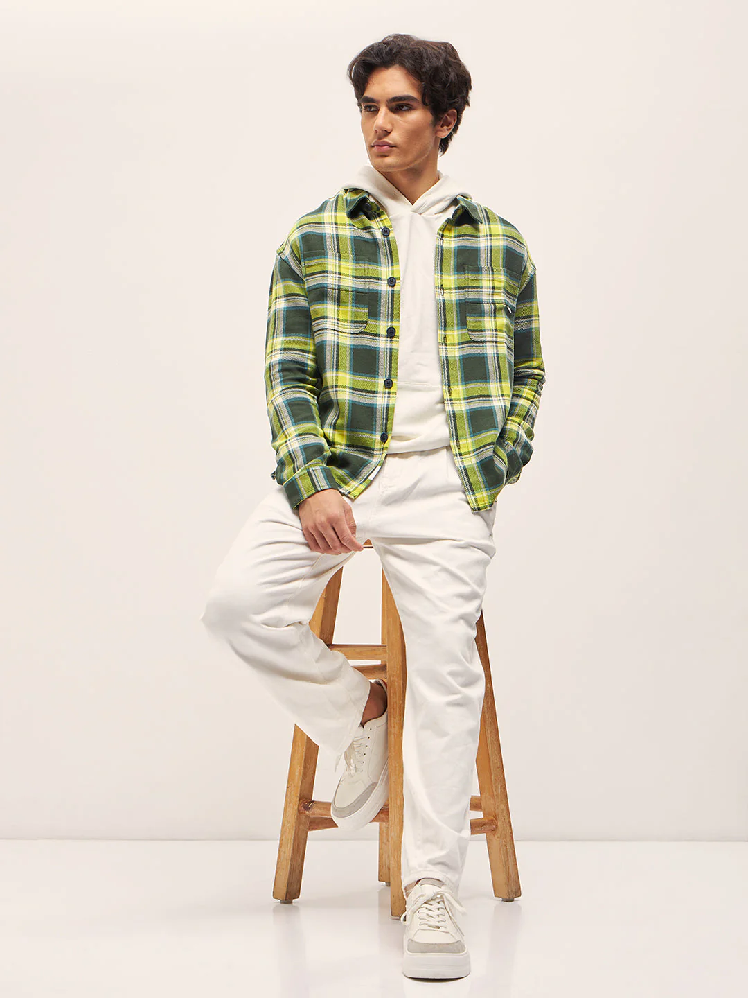 Men Multi-Color Checked Relaxed Fit Shacket - Image 5