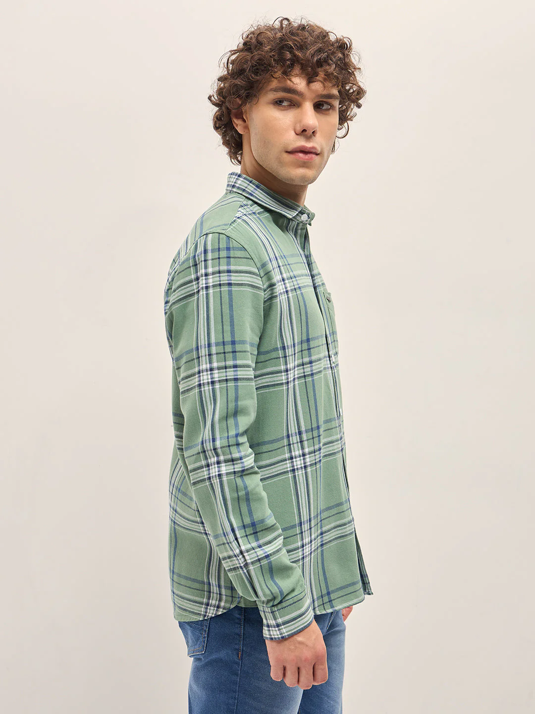 Men Multi-Color Checked Slim Fit Casual Shirt - Image 3