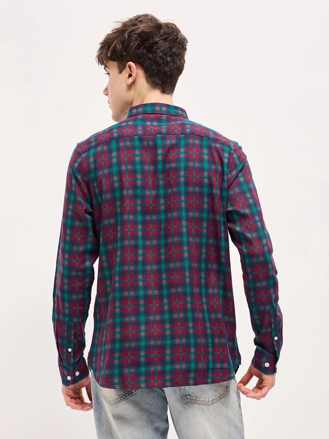 Men Multi-Color Checked Slim Fit Casual Shirt - Image 2