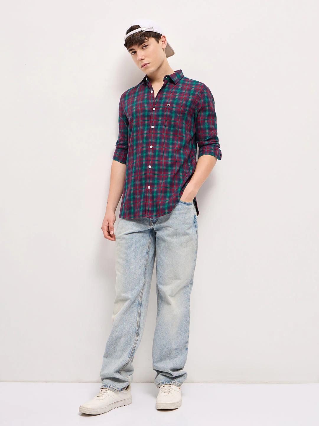 Men Multi-Color Checked Slim Fit Casual Shirt - Image 4