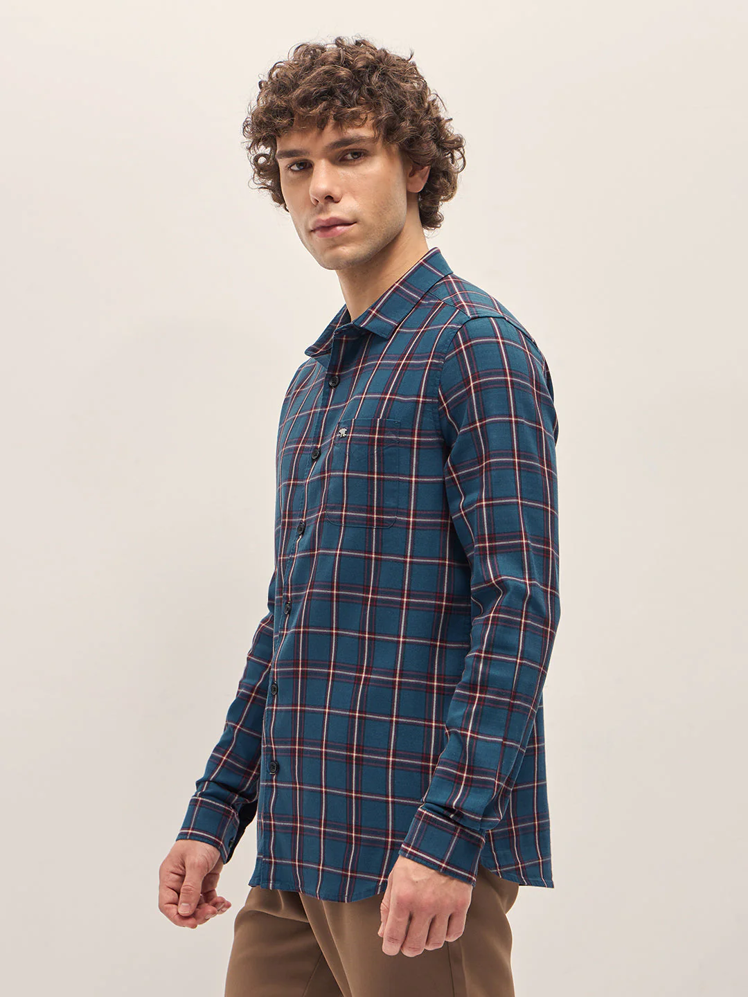 Men Multi-Color Checked Slim Fit Casual Shirt - Image 3