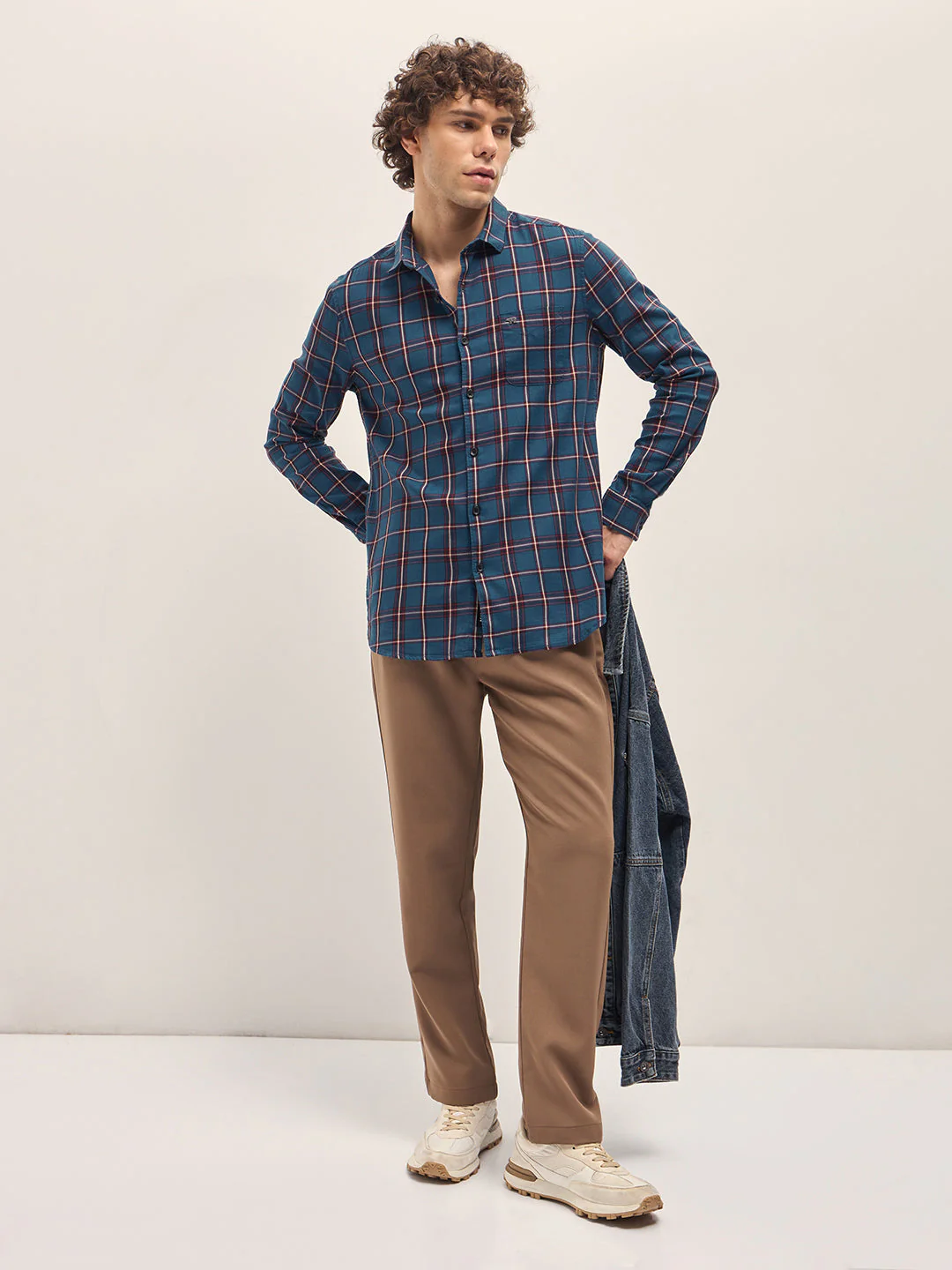 Men Multi-Color Checked Slim Fit Casual Shirt - Image 4